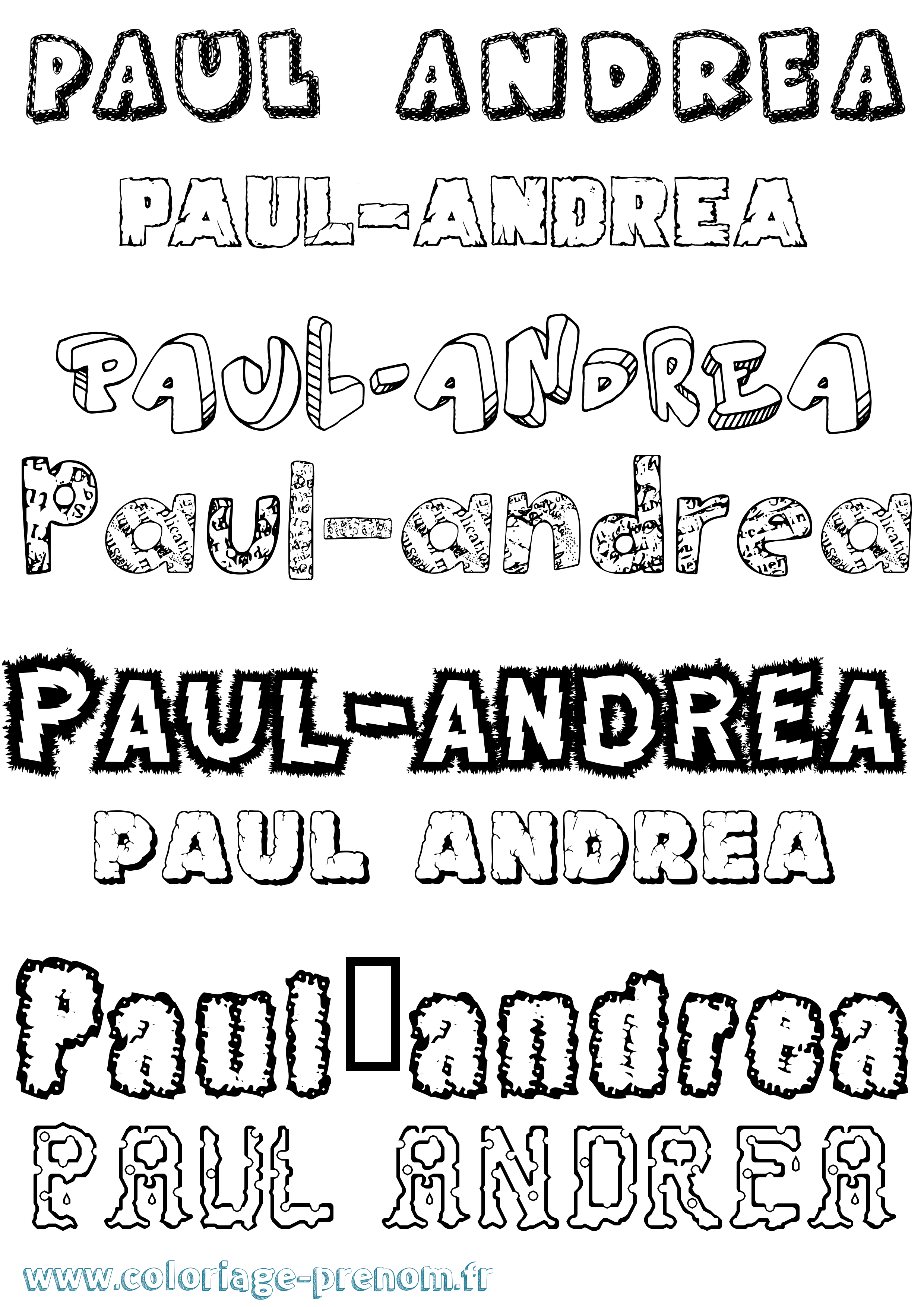 Coloriage Paul-Andréa Destructuré Coloriage prénom Paul-Andréa Destructuré