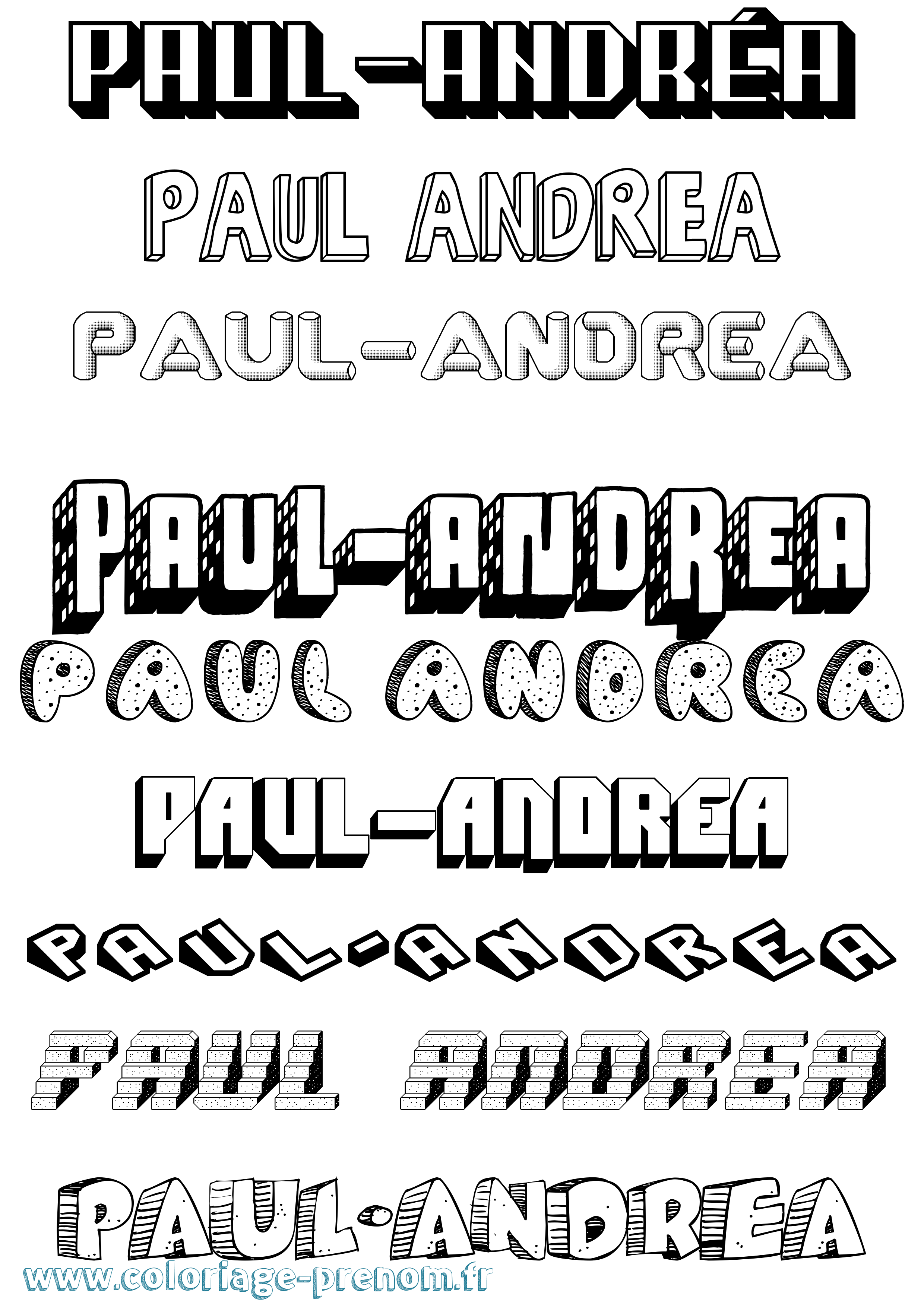 Coloriage Paul-Andréa Effet 3D Coloriage prénom Paul-Andréa Effet 3D