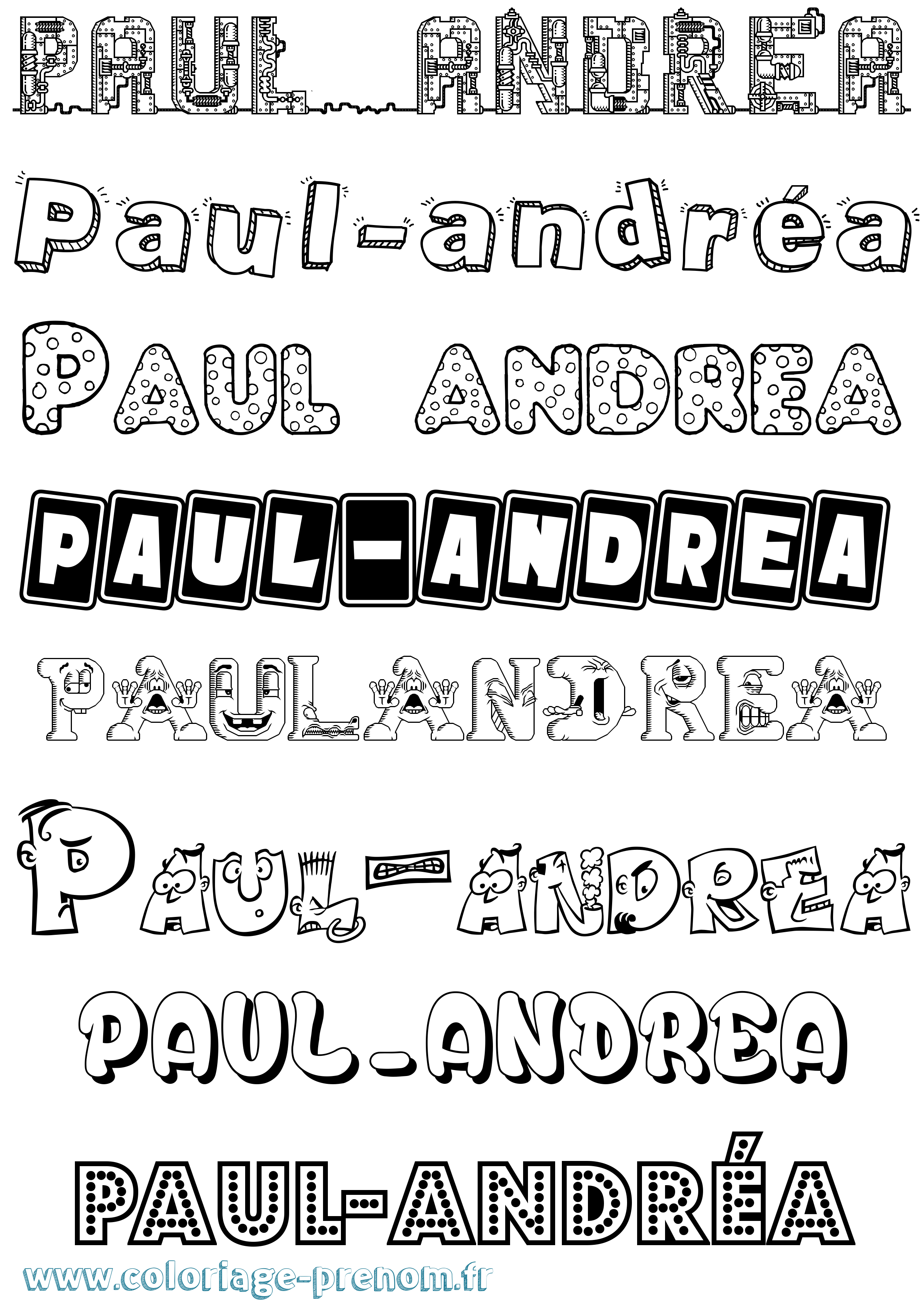 Coloriage Paul-Andréa Fun Coloriage prénom Paul-Andréa Fun