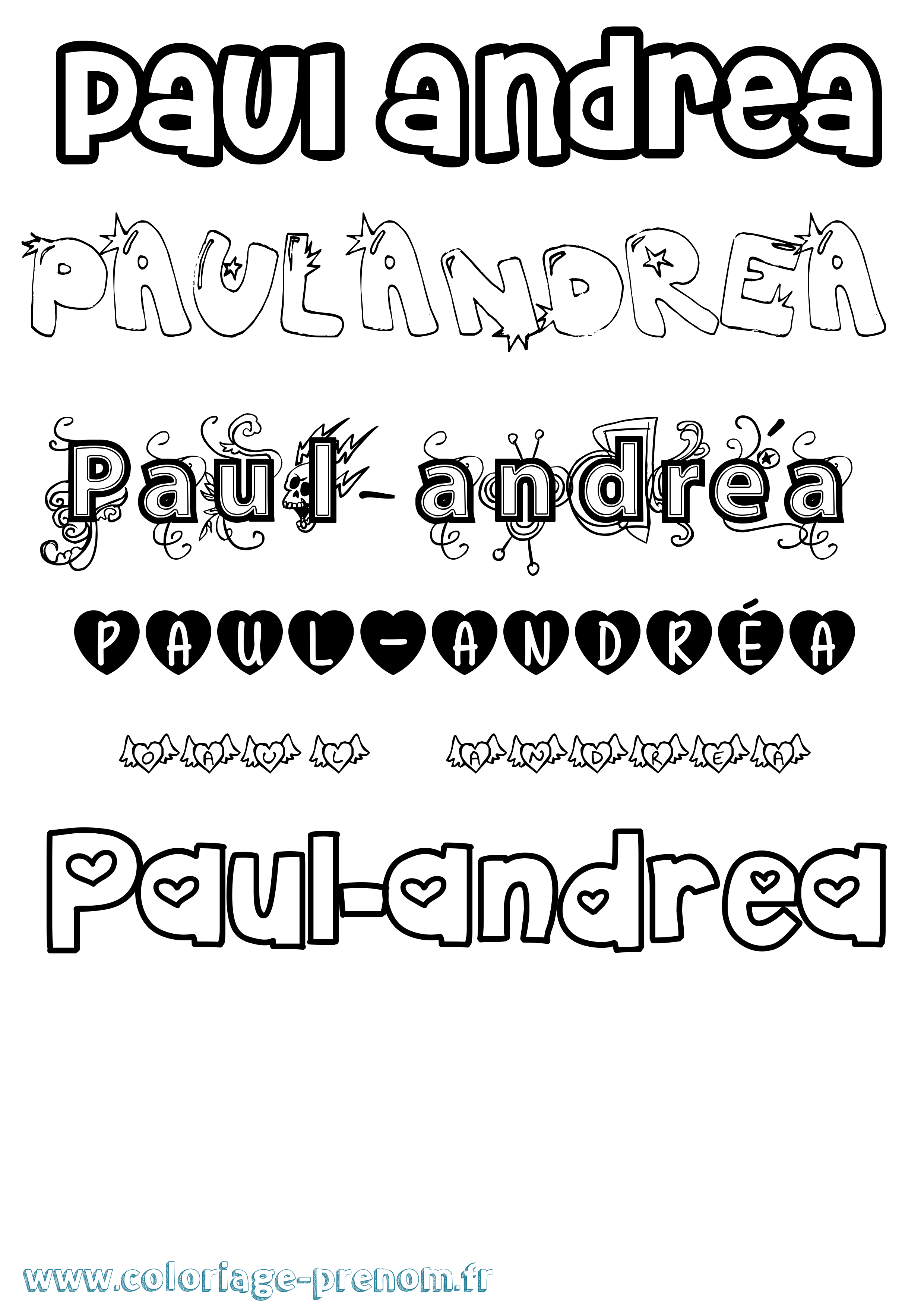 Coloriage Paul-Andréa Girly Coloriage prénom Paul-Andréa Girly