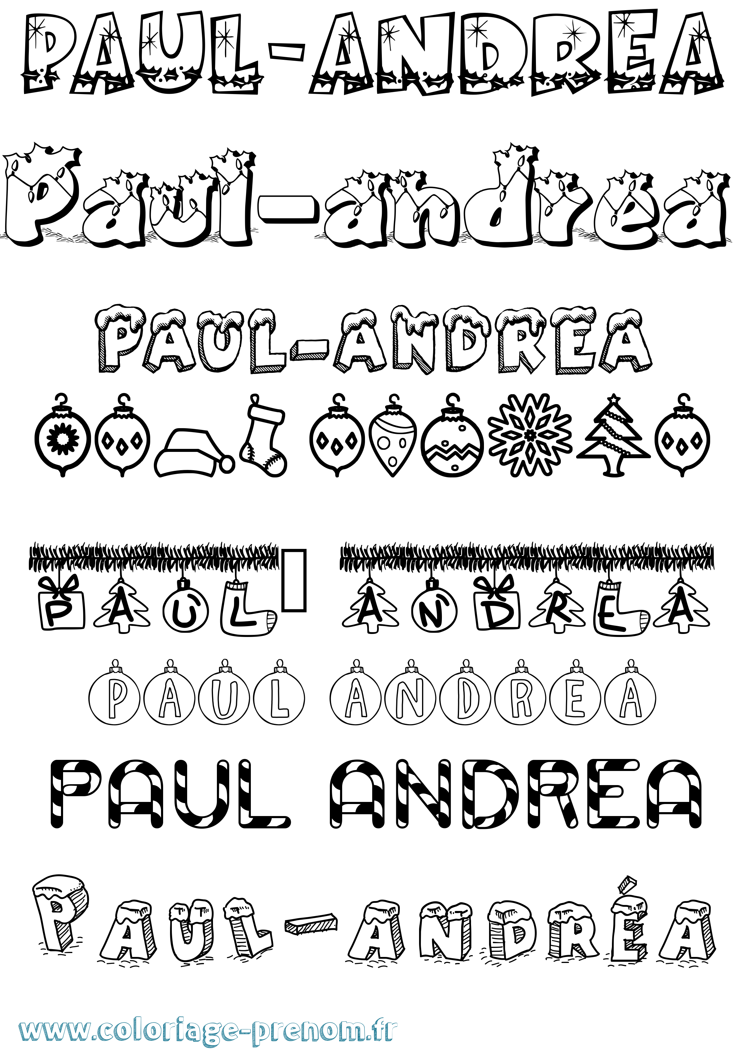 Coloriage Paul-Andréa Noël Coloriage prénom Paul-Andréa Noël