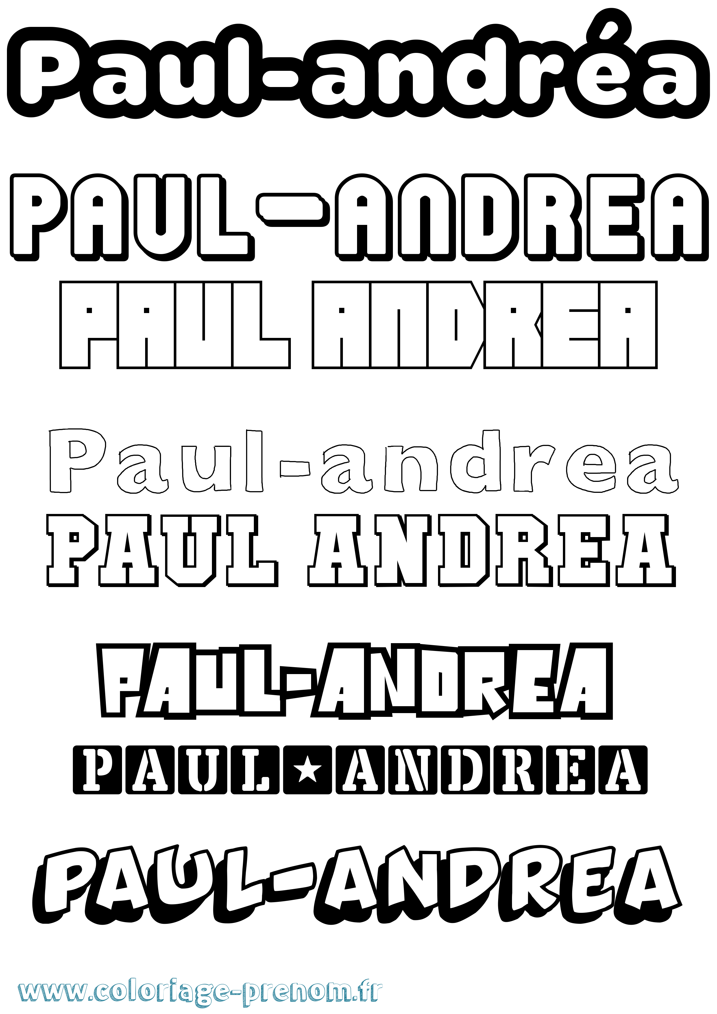 Coloriage Paul-Andréa Simple Coloriage prénom Paul-Andréa Simple