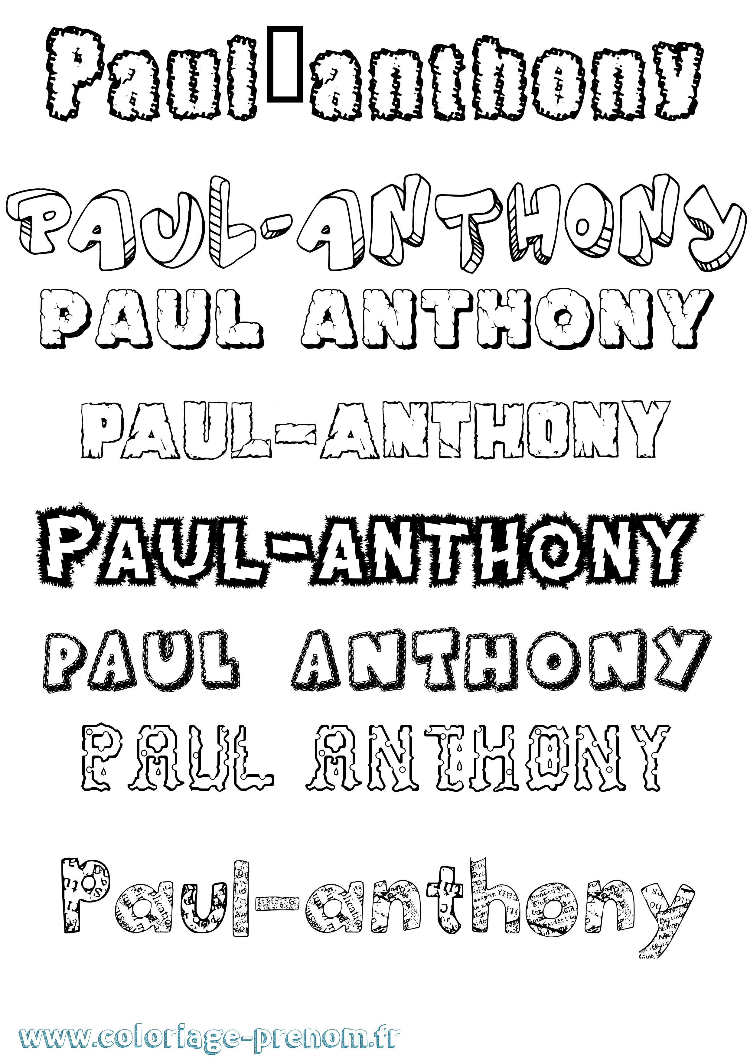 Coloriage Paul-Anthony Destructuré Coloriage prénom Paul-Anthony Destructuré
