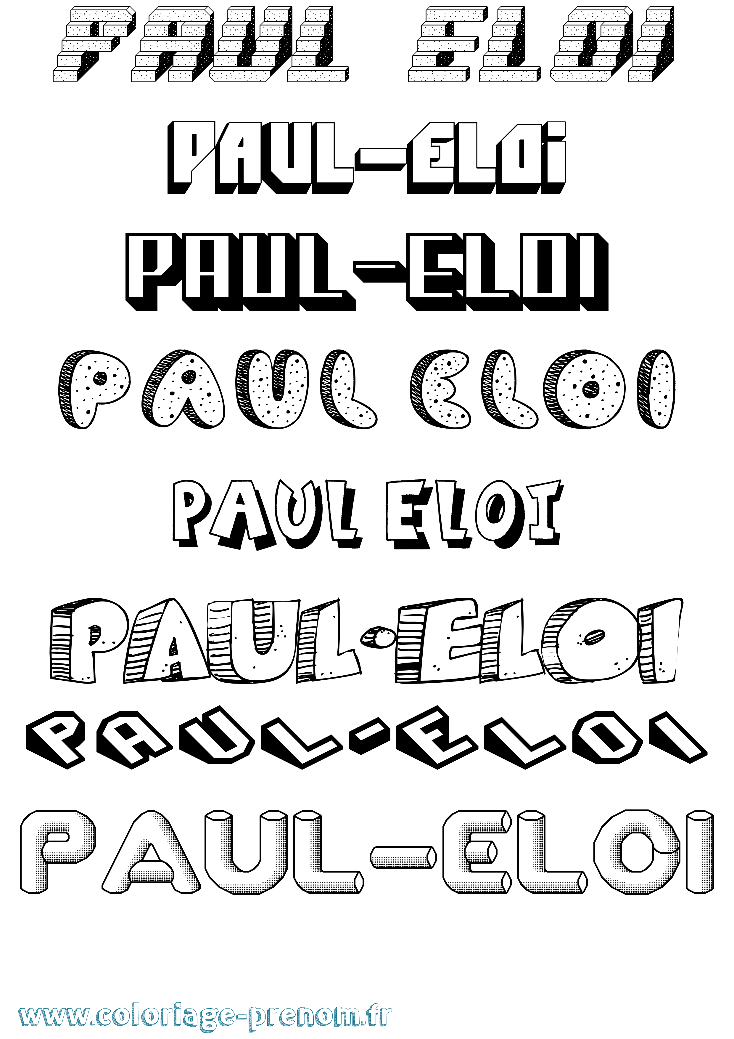 Coloriage Paul-Eloi Effet 3D Coloriage prénom Paul-Eloi Effet 3D
