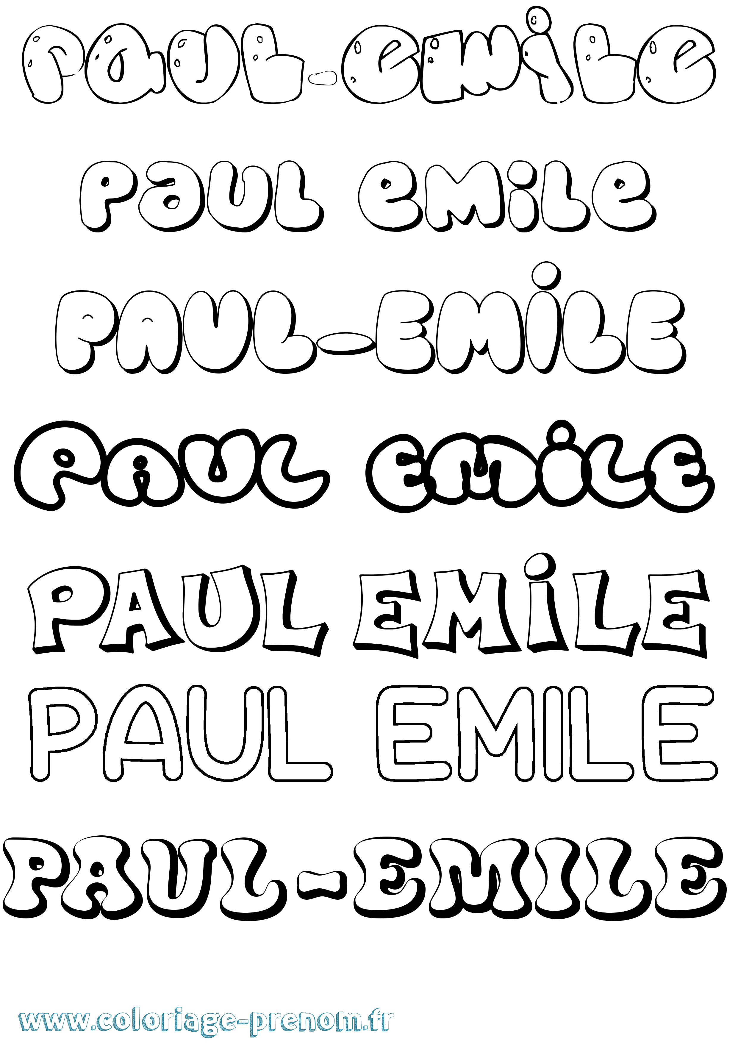 Coloriage Paul-Emile Bubble Coloriage prénom Paul-Emile Bubble