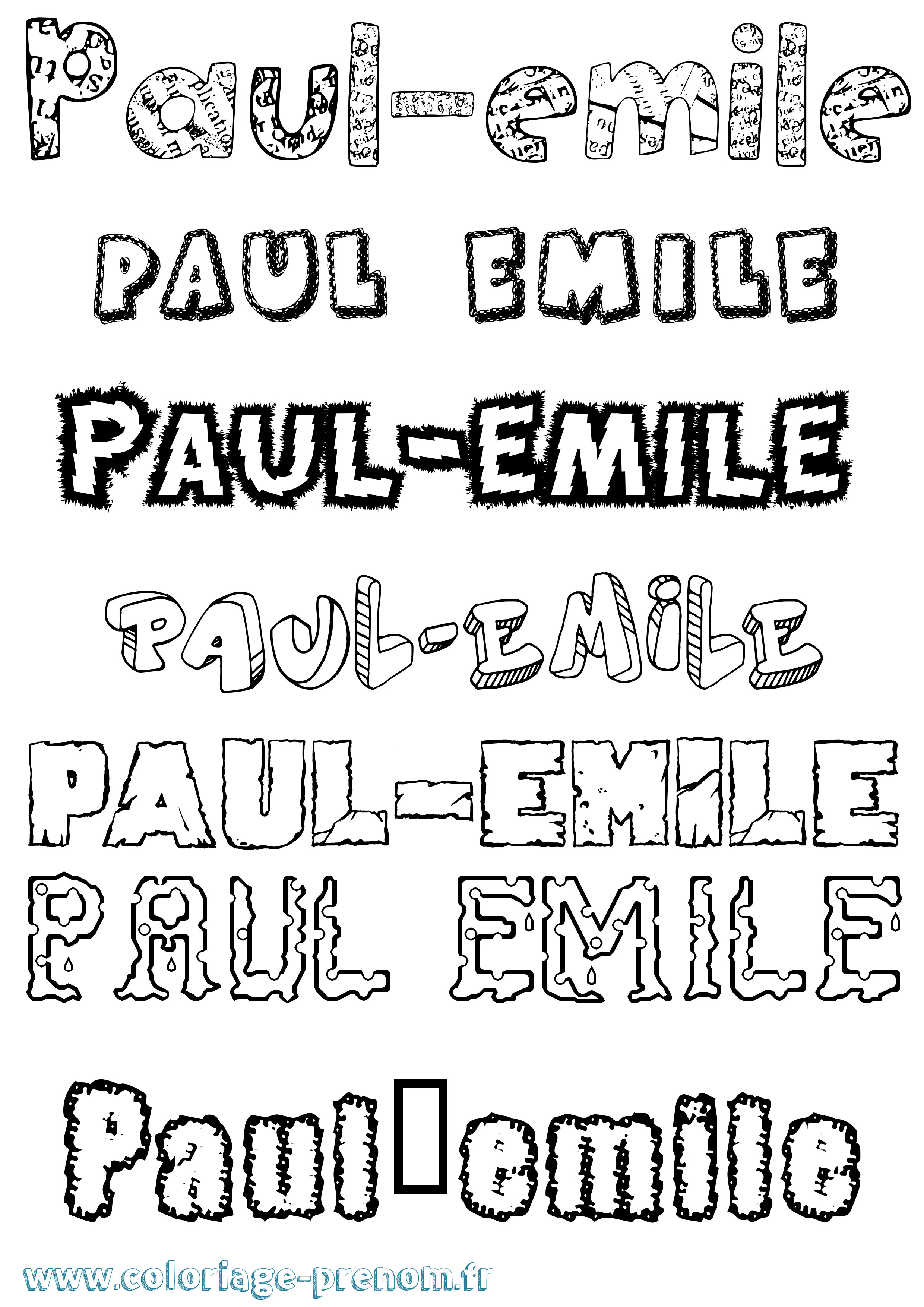 Coloriage Paul-Emile Destructuré Coloriage prénom Paul-Emile Destructuré