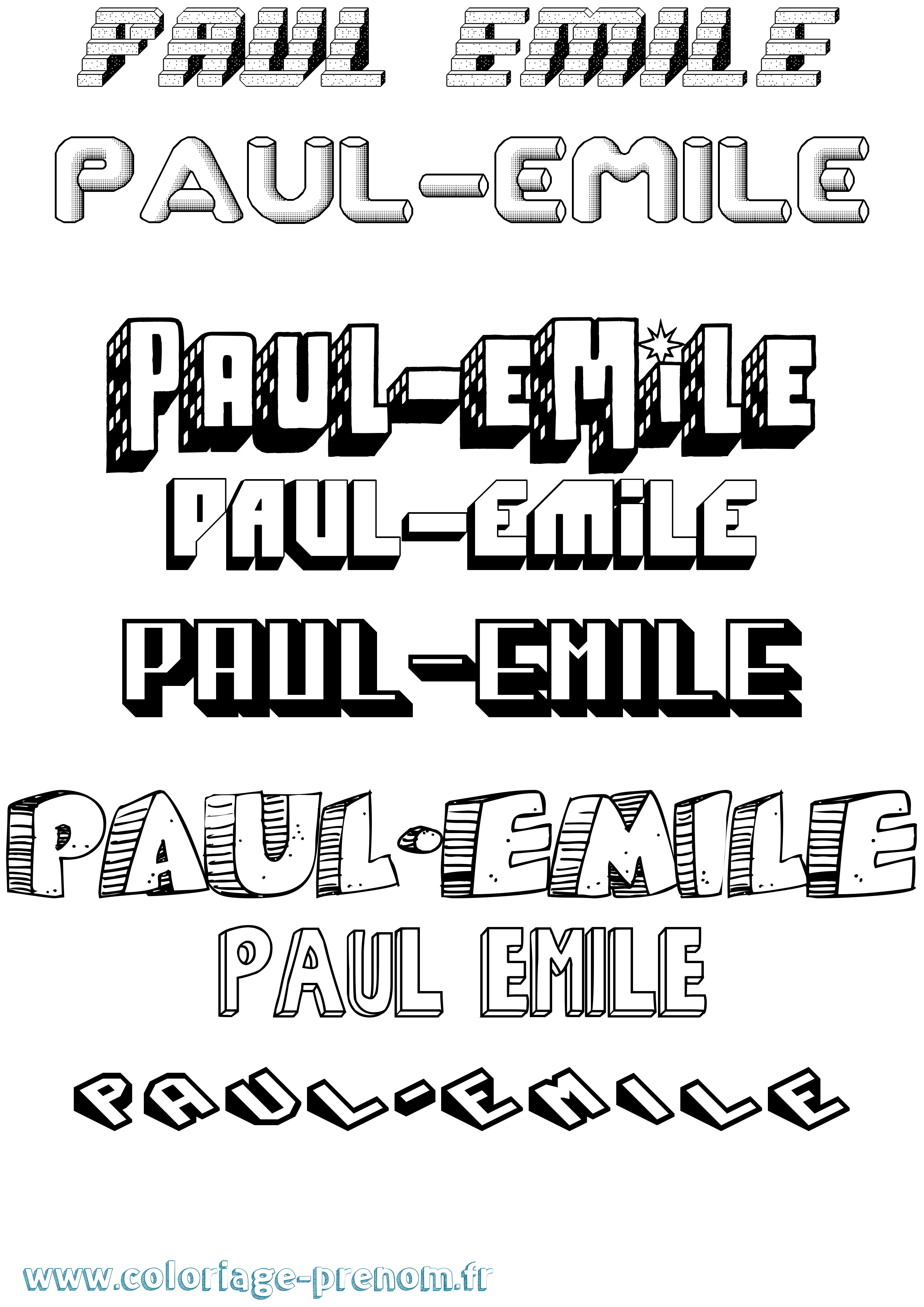 Coloriage Paul-Emile Effet 3D Coloriage prénom Paul-Emile Effet 3D