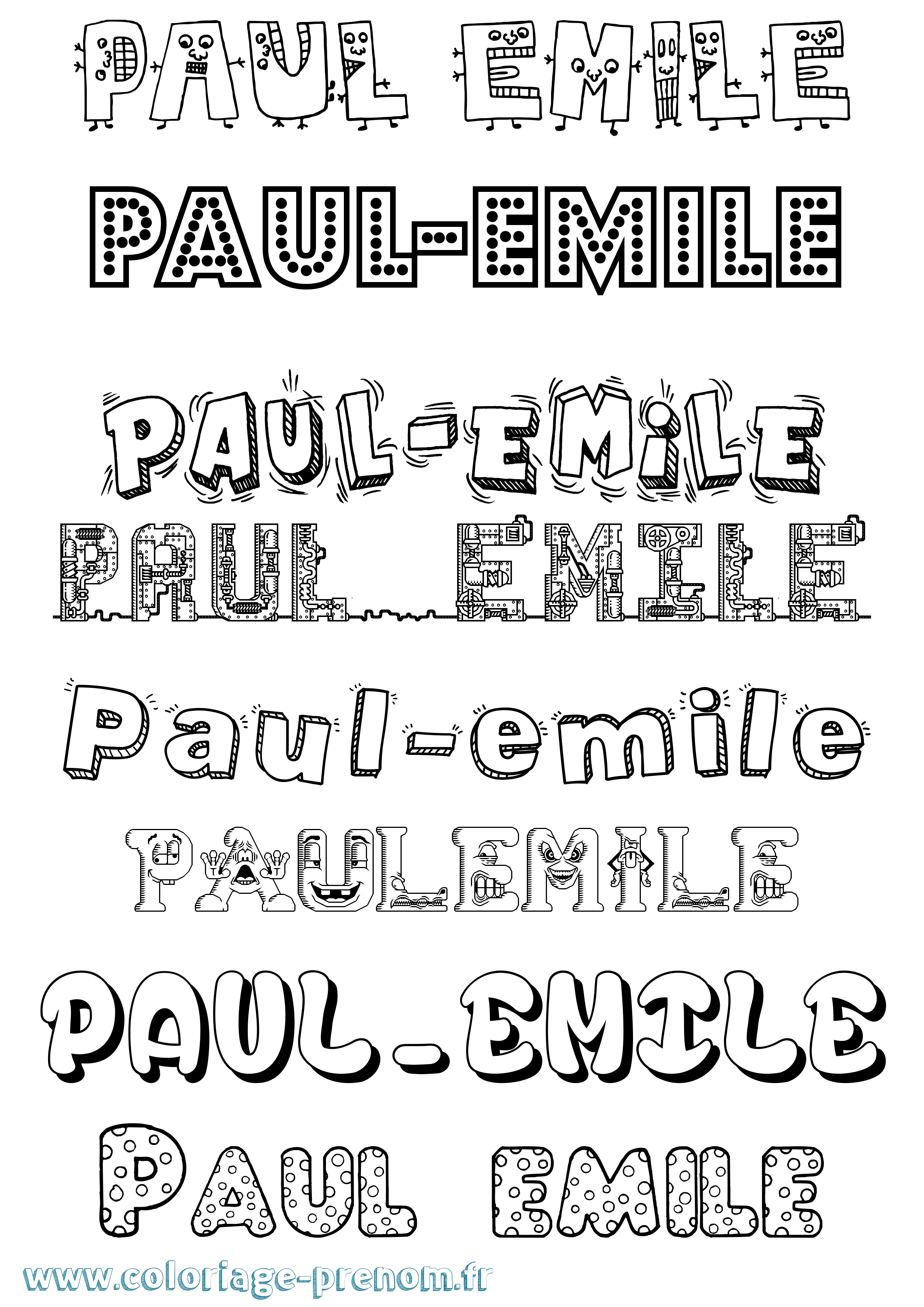 Coloriage Paul-Emile Fun Coloriage prénom Paul-Emile Fun