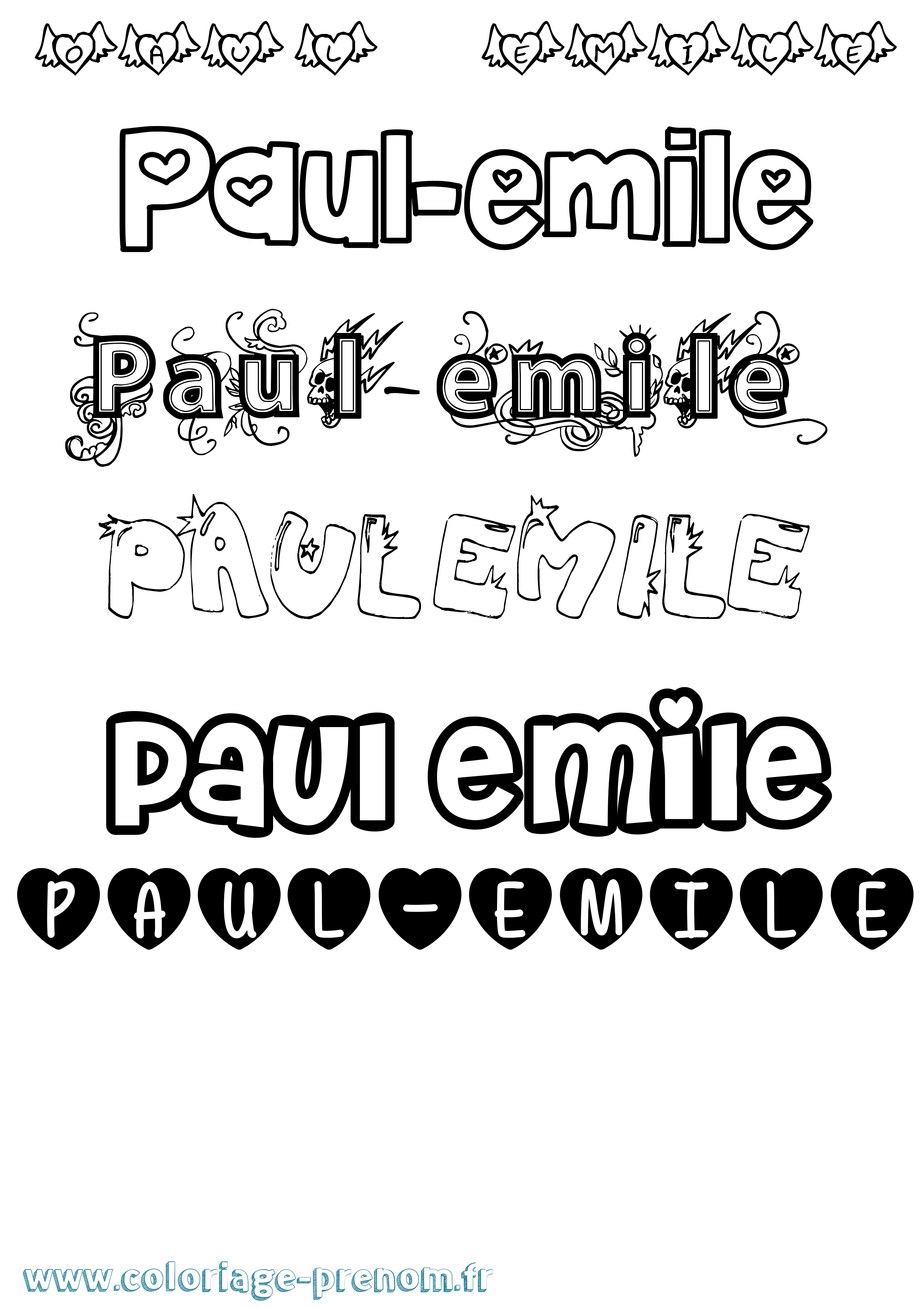 Coloriage Paul-Emile Girly Coloriage prénom Paul-Emile Girly