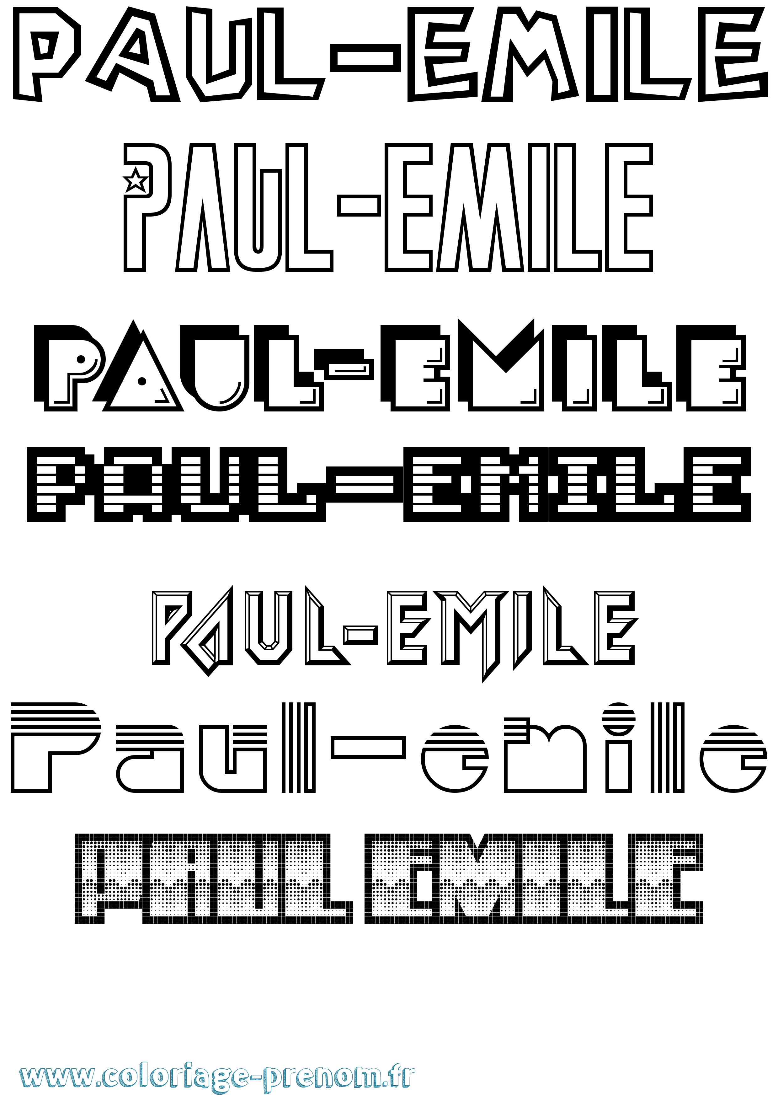 Coloriage Paul-Emile Jeux Vidéos Coloriage prénom Paul-Emile Jeux Vidéos