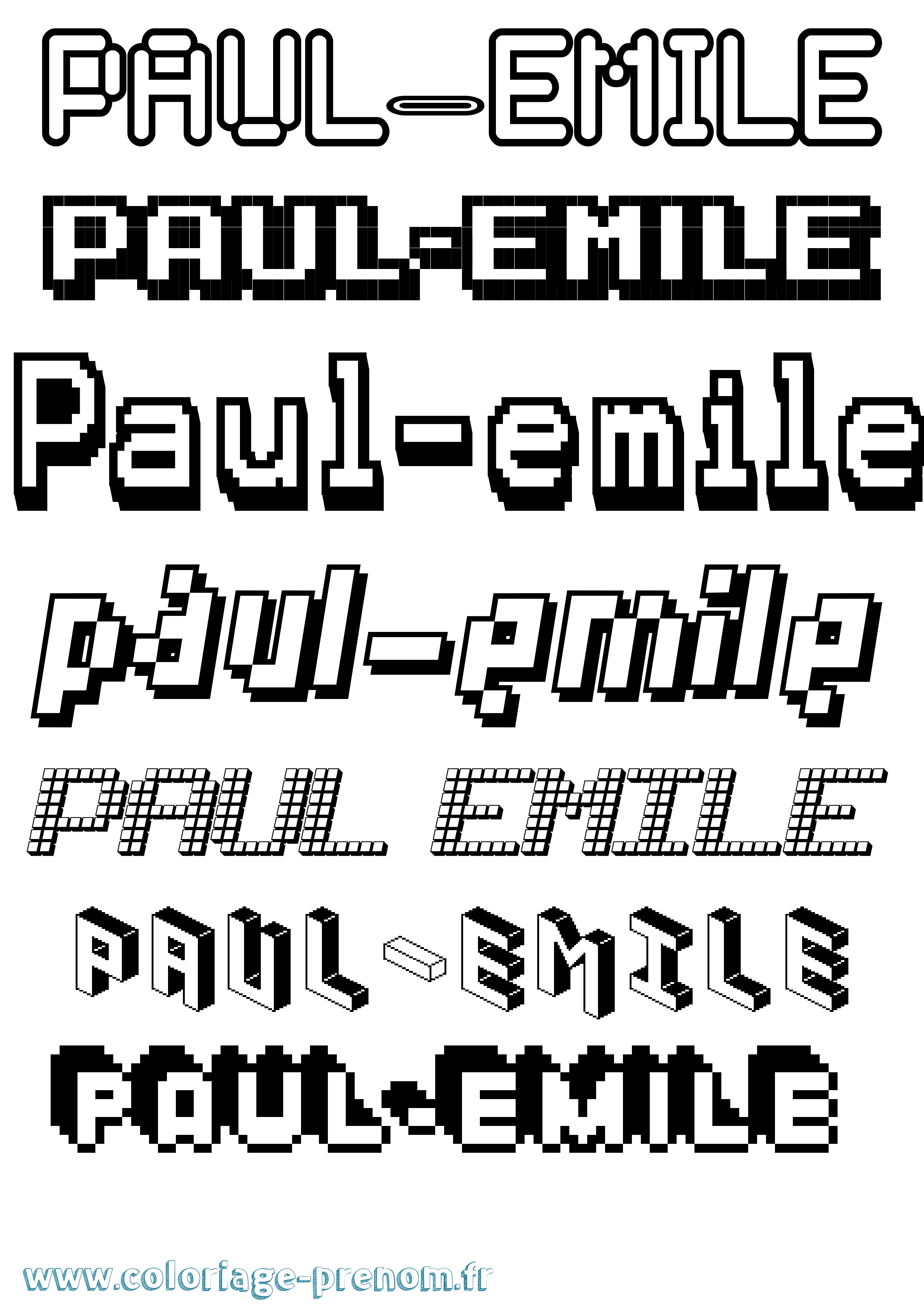 Coloriage Paul-Emile Pixel Coloriage prénom Paul-Emile Pixel