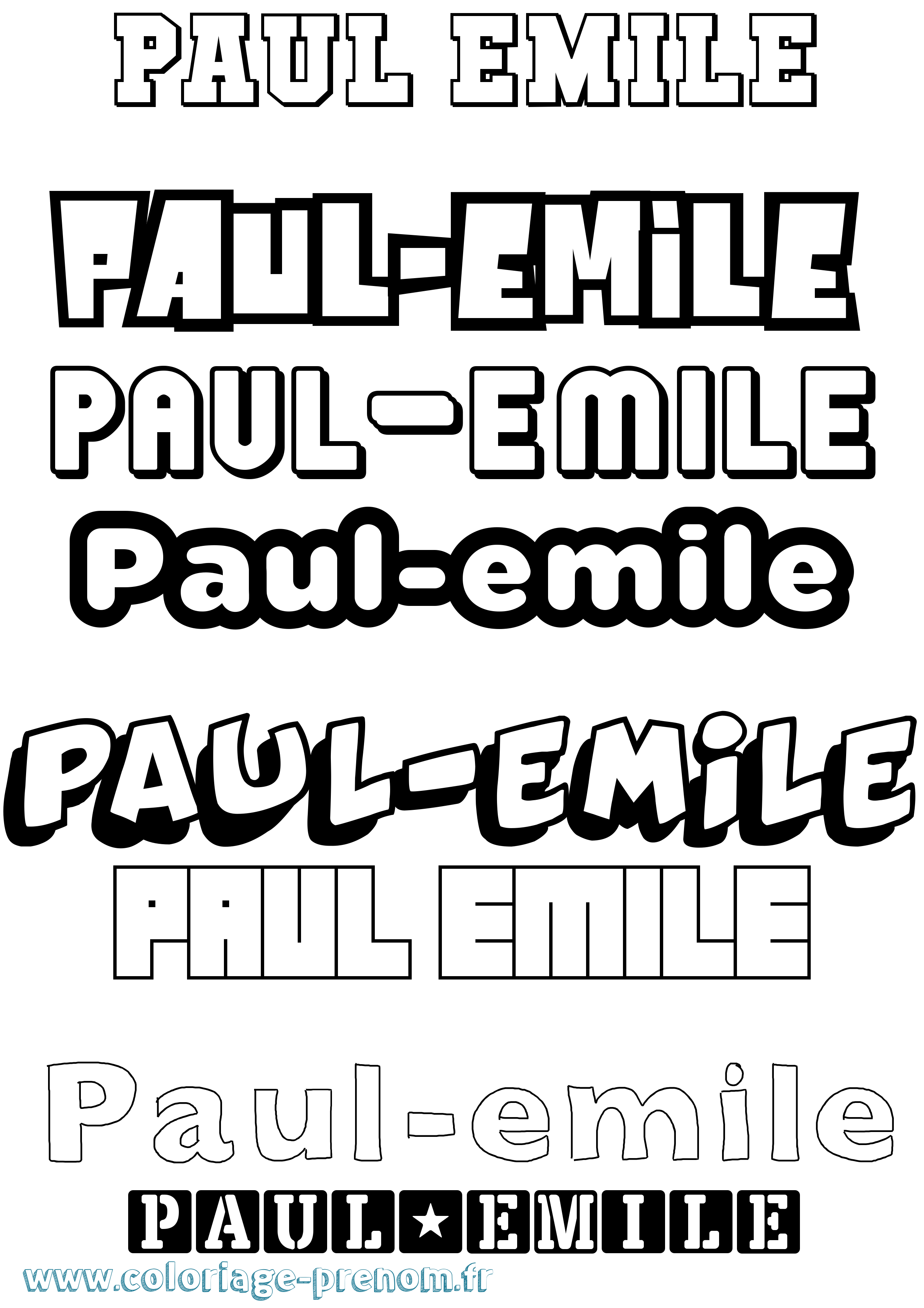 Coloriage Paul-Emile Simple Coloriage prénom Paul-Emile Simple