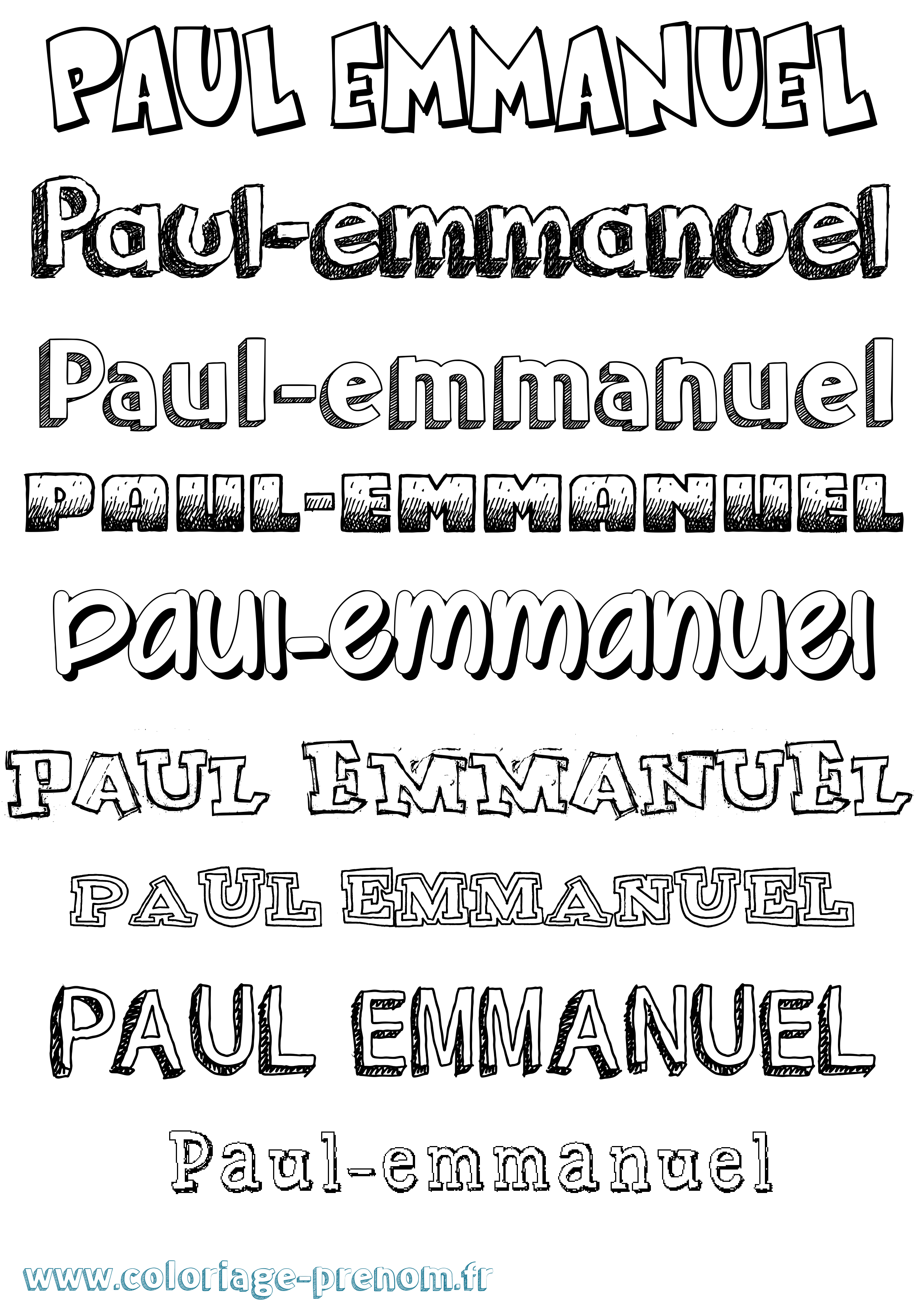 Coloriage Paul-Emmanuel Dessiné Coloriage prénom Paul-Emmanuel Dessiné