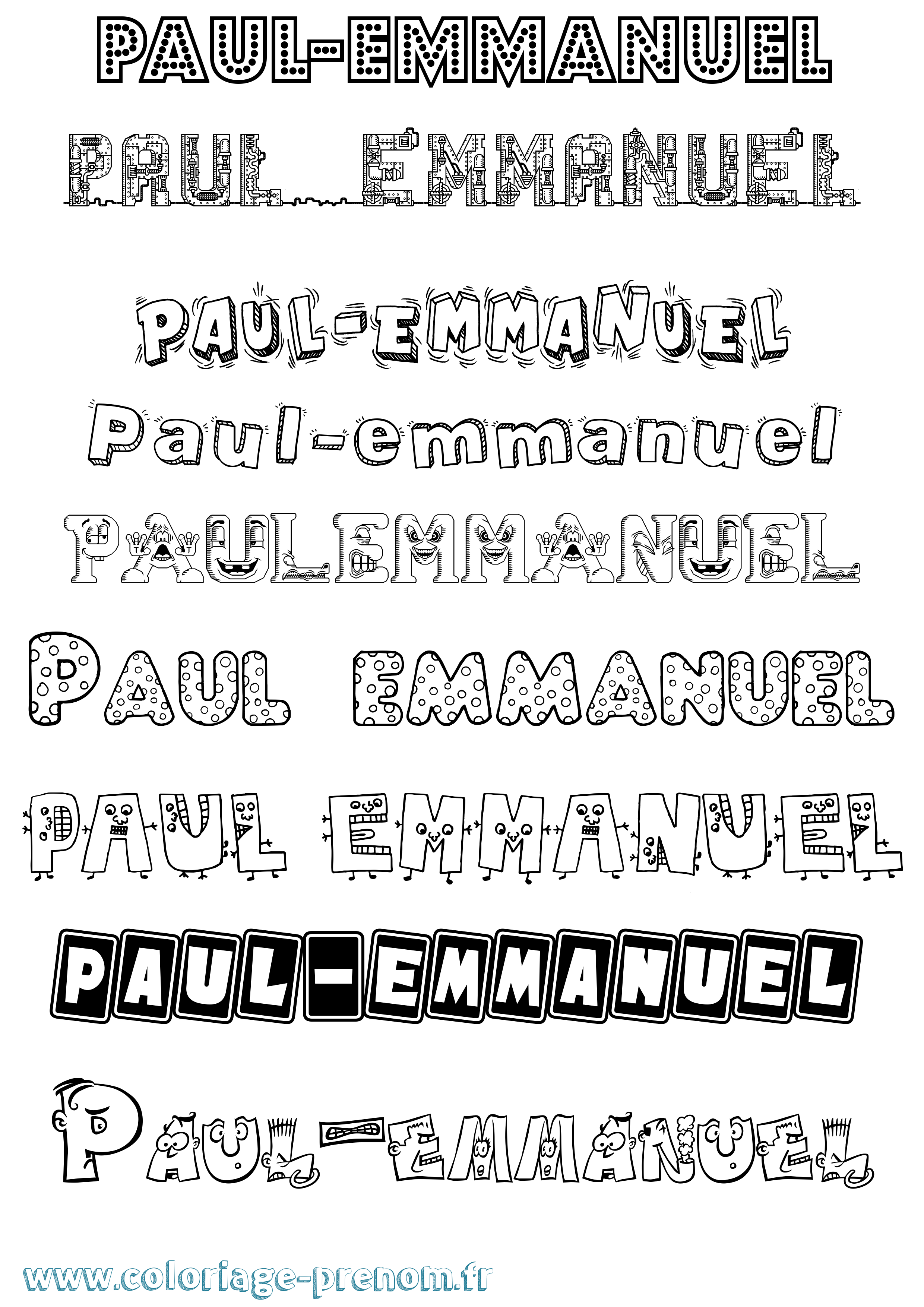 Coloriage Paul-Emmanuel Fun Coloriage prénom Paul-Emmanuel Fun