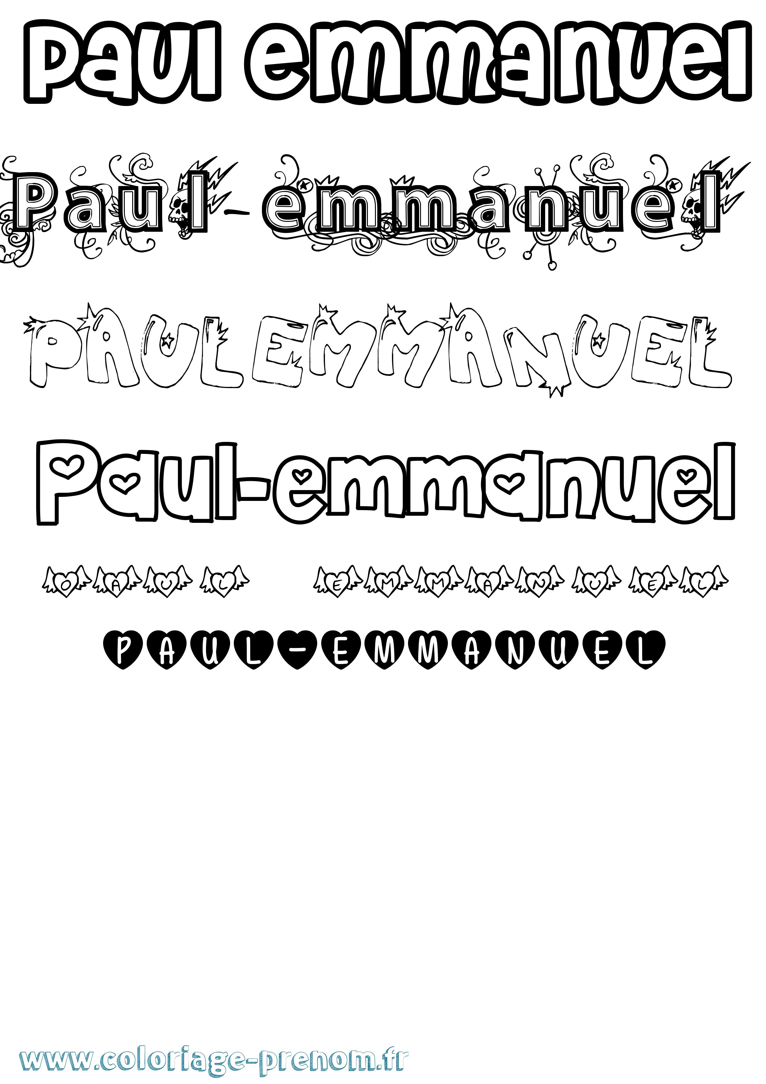 Coloriage Paul-Emmanuel Girly Coloriage prénom Paul-Emmanuel Girly