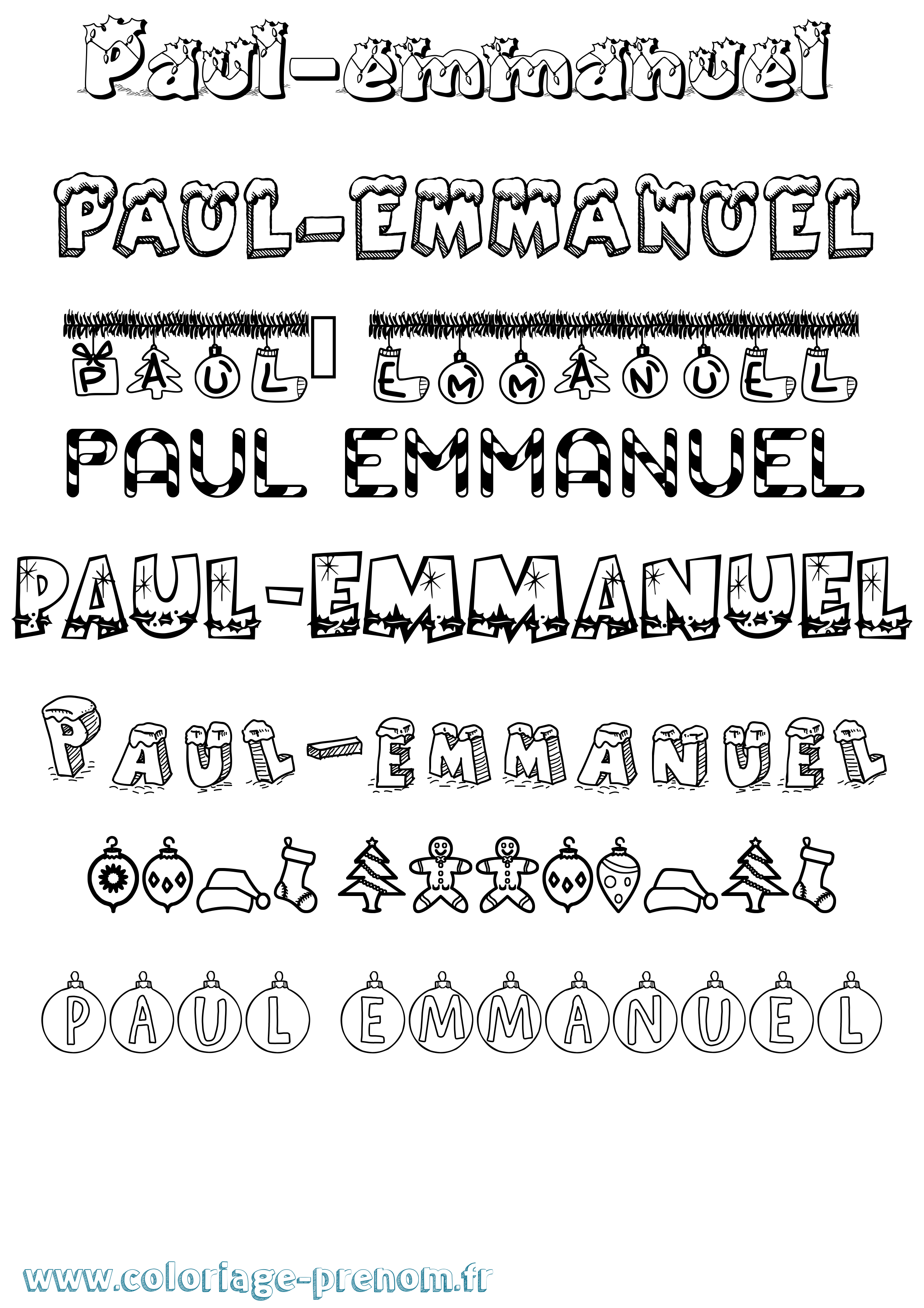 Coloriage Paul-Emmanuel Noël Coloriage prénom Paul-Emmanuel Noël