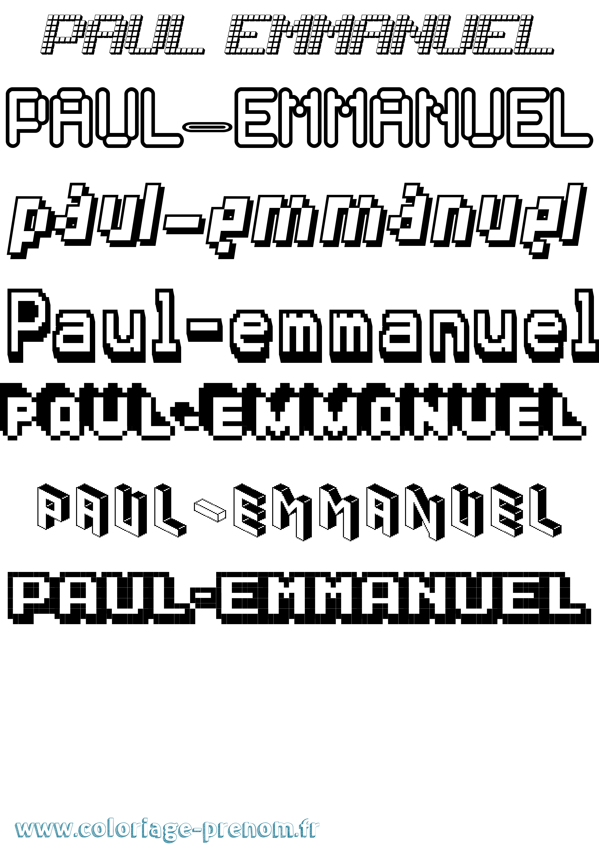Coloriage Paul-Emmanuel Pixel Coloriage prénom Paul-Emmanuel Pixel