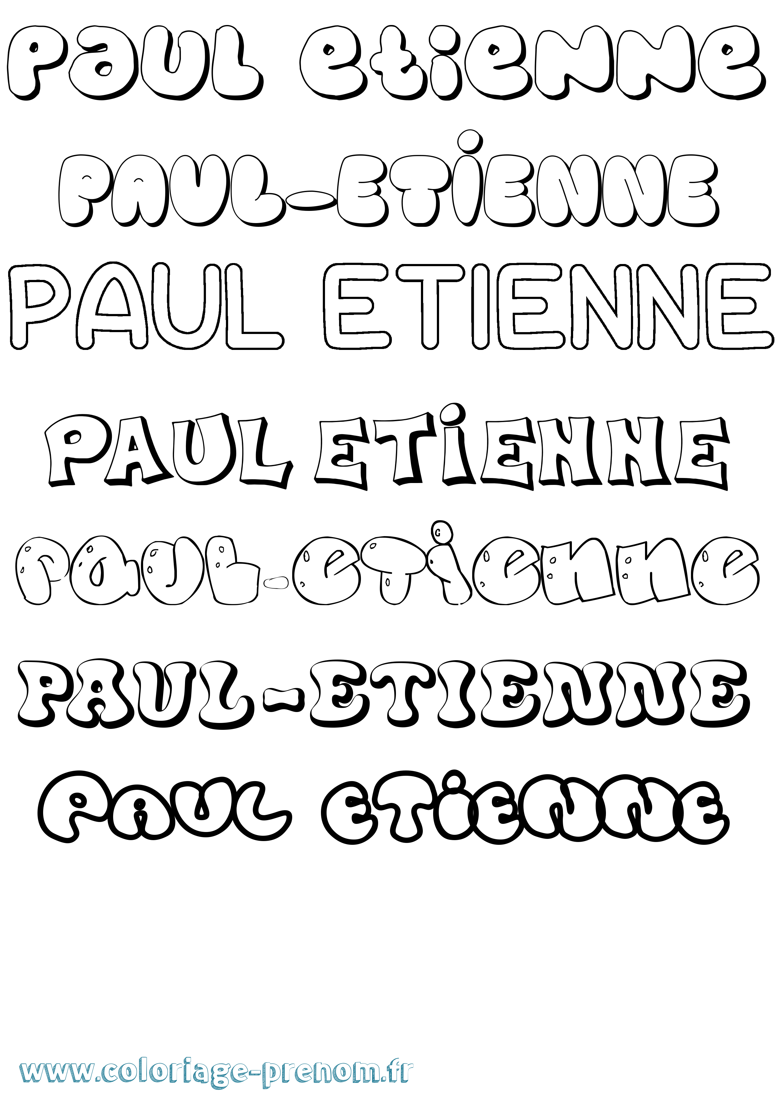 Coloriage Paul-Etienne Bubble Coloriage prénom Paul-Etienne Bubble