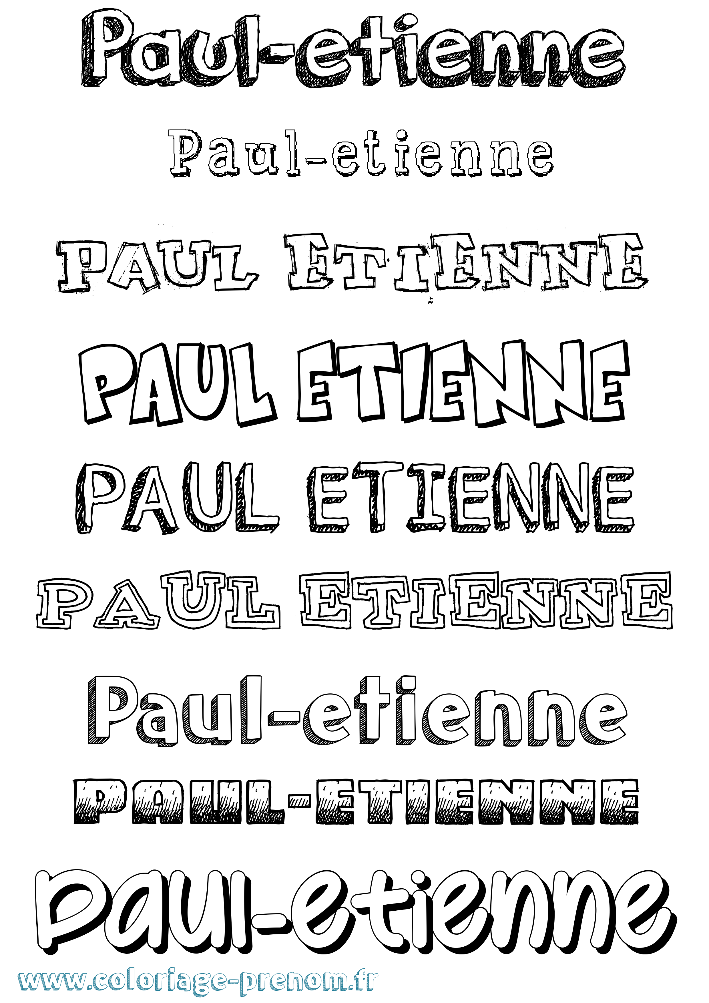 Coloriage Paul-Etienne Dessiné Coloriage prénom Paul-Etienne Dessiné