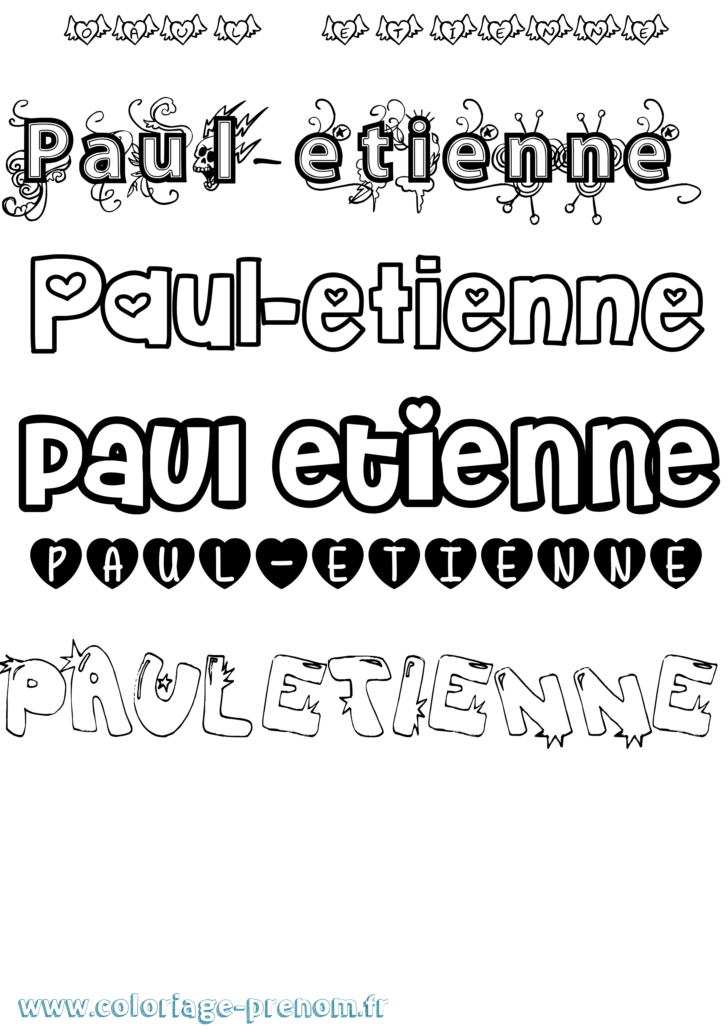 Coloriage Paul-Etienne Girly Coloriage prénom Paul-Etienne Girly