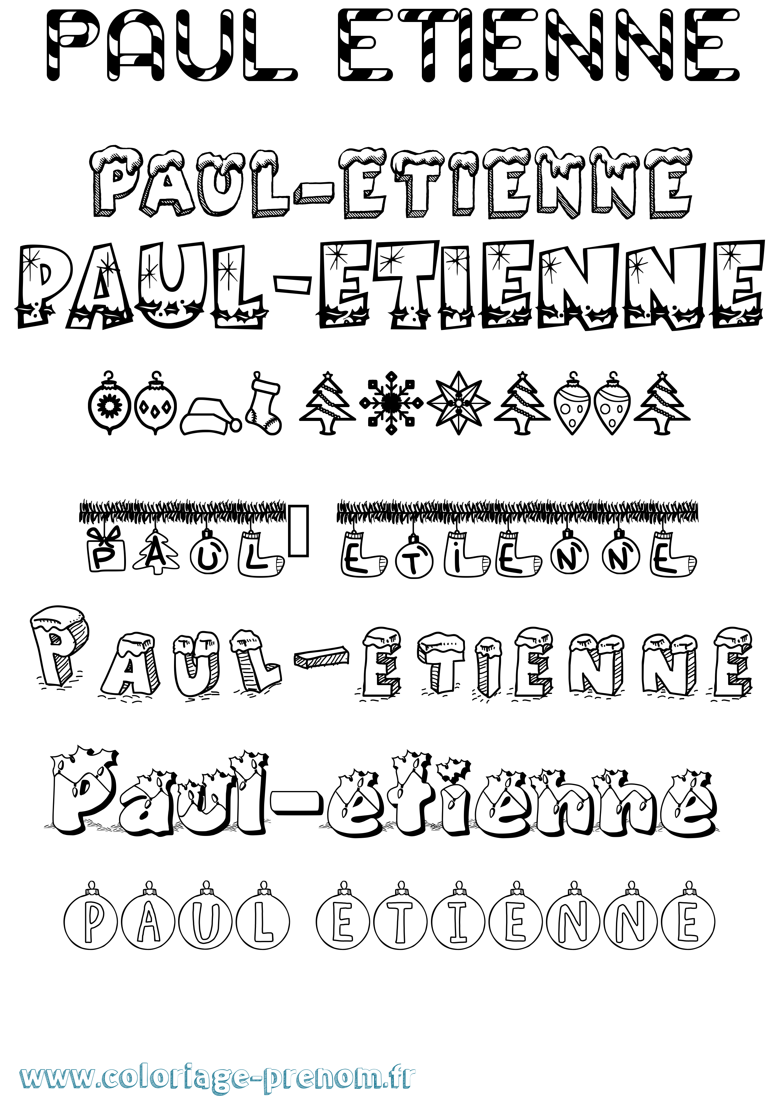 Coloriage Paul-Etienne Noël Coloriage prénom Paul-Etienne Noël