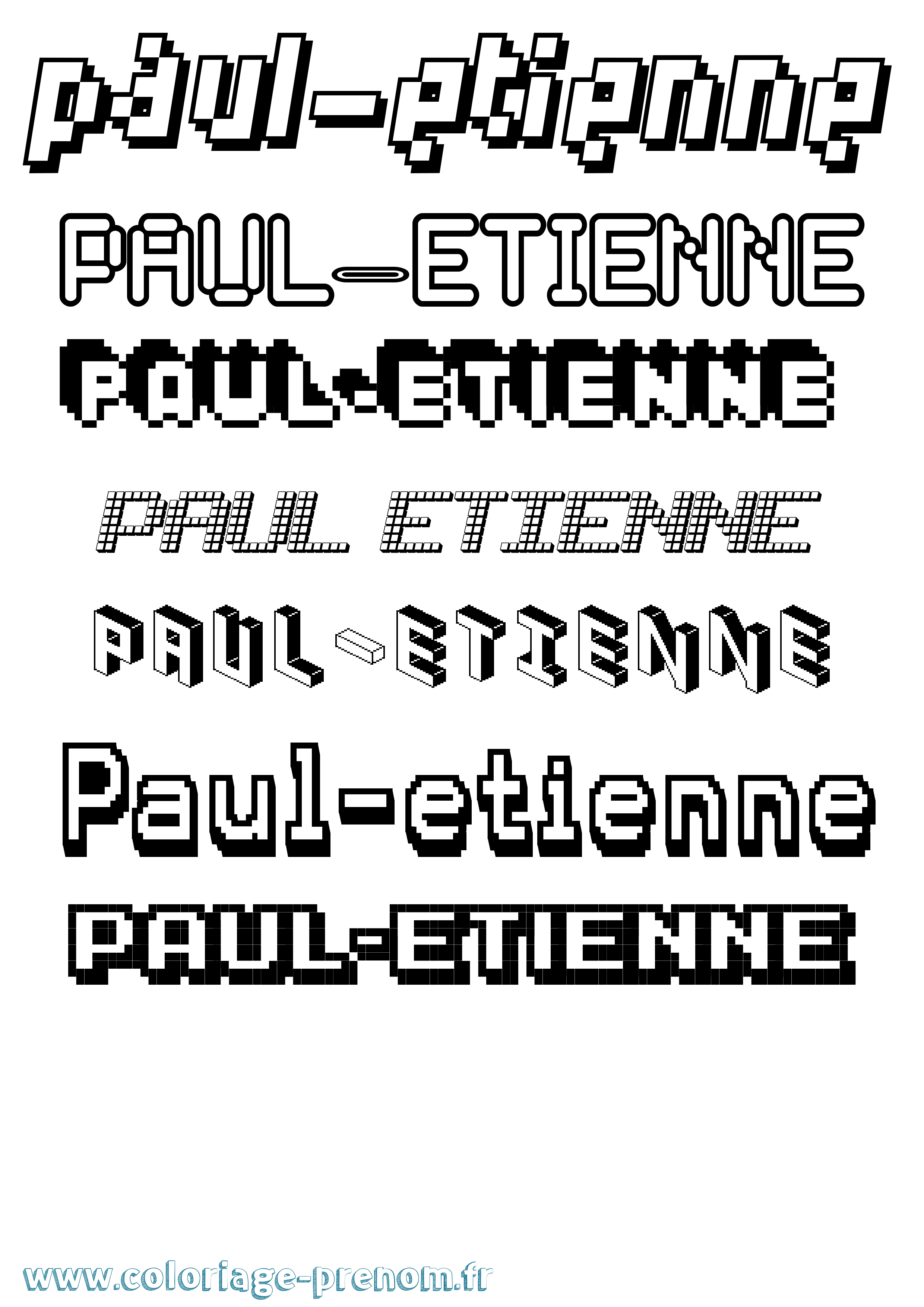 Coloriage Paul-Etienne Pixel Coloriage prénom Paul-Etienne Pixel
