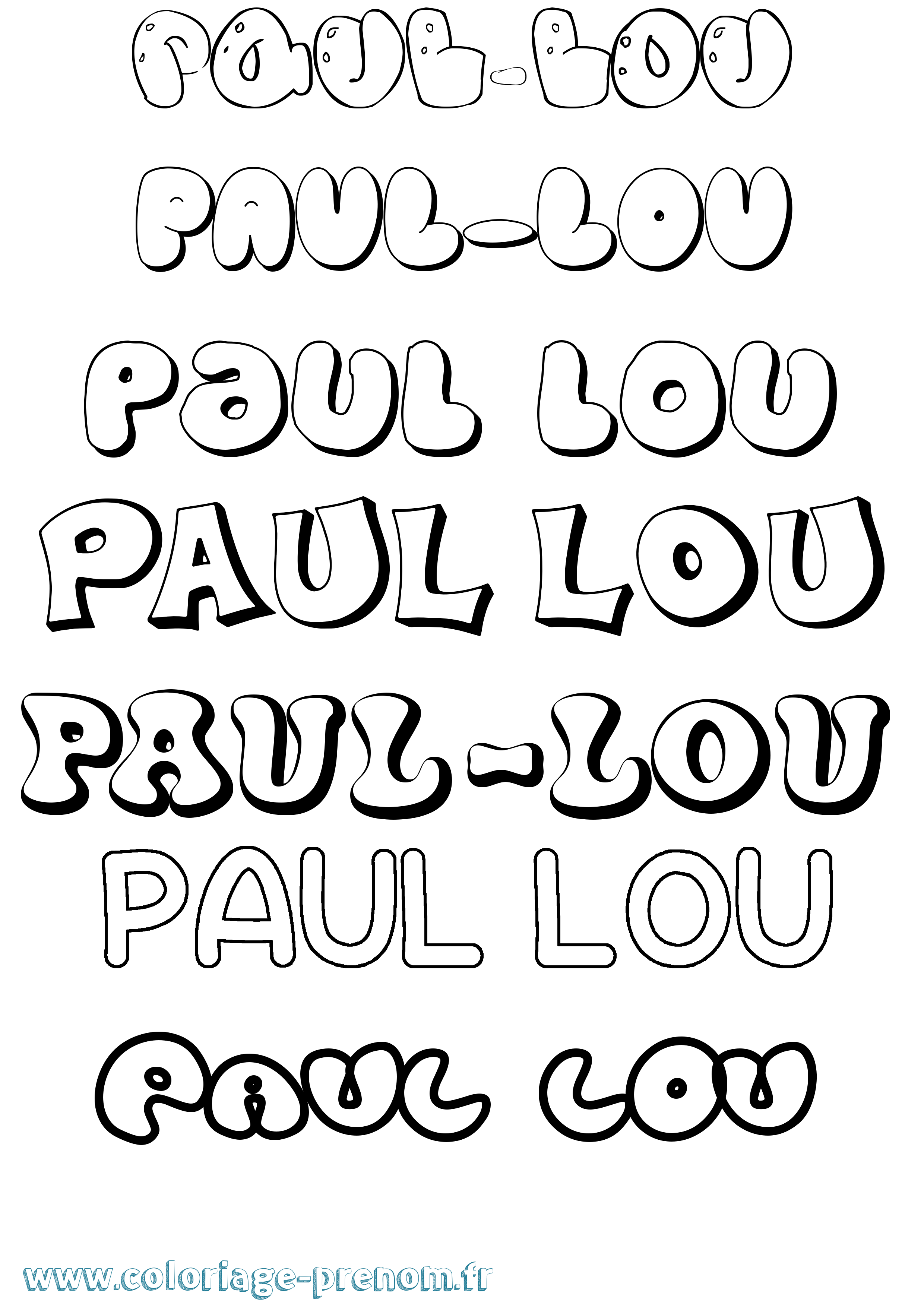 Coloriage Paul-Lou Bubble Coloriage prénom Paul-Lou Bubble