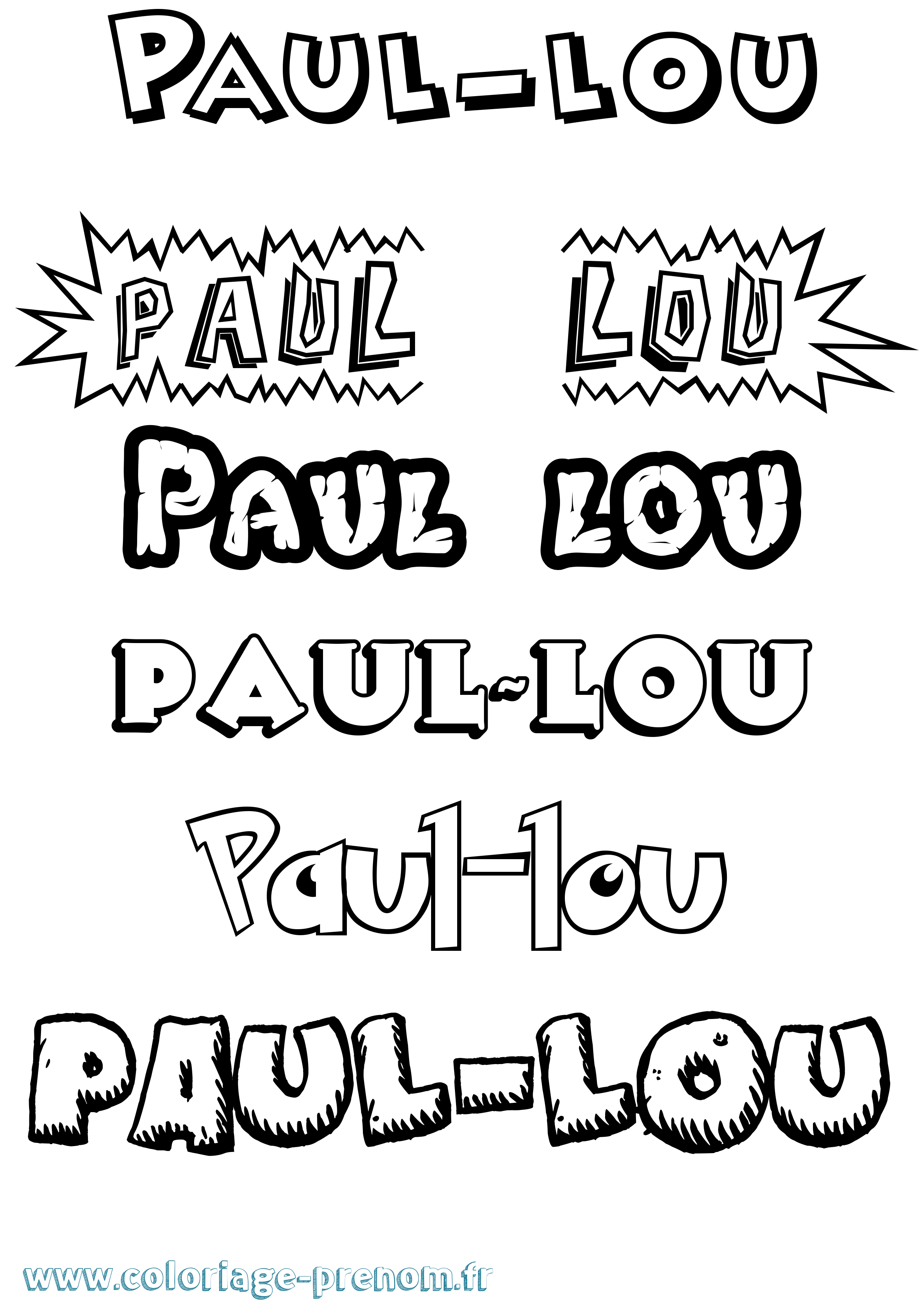 Coloriage Paul-Lou Dessin Animé Coloriage prénom Paul-Lou Dessin Animé