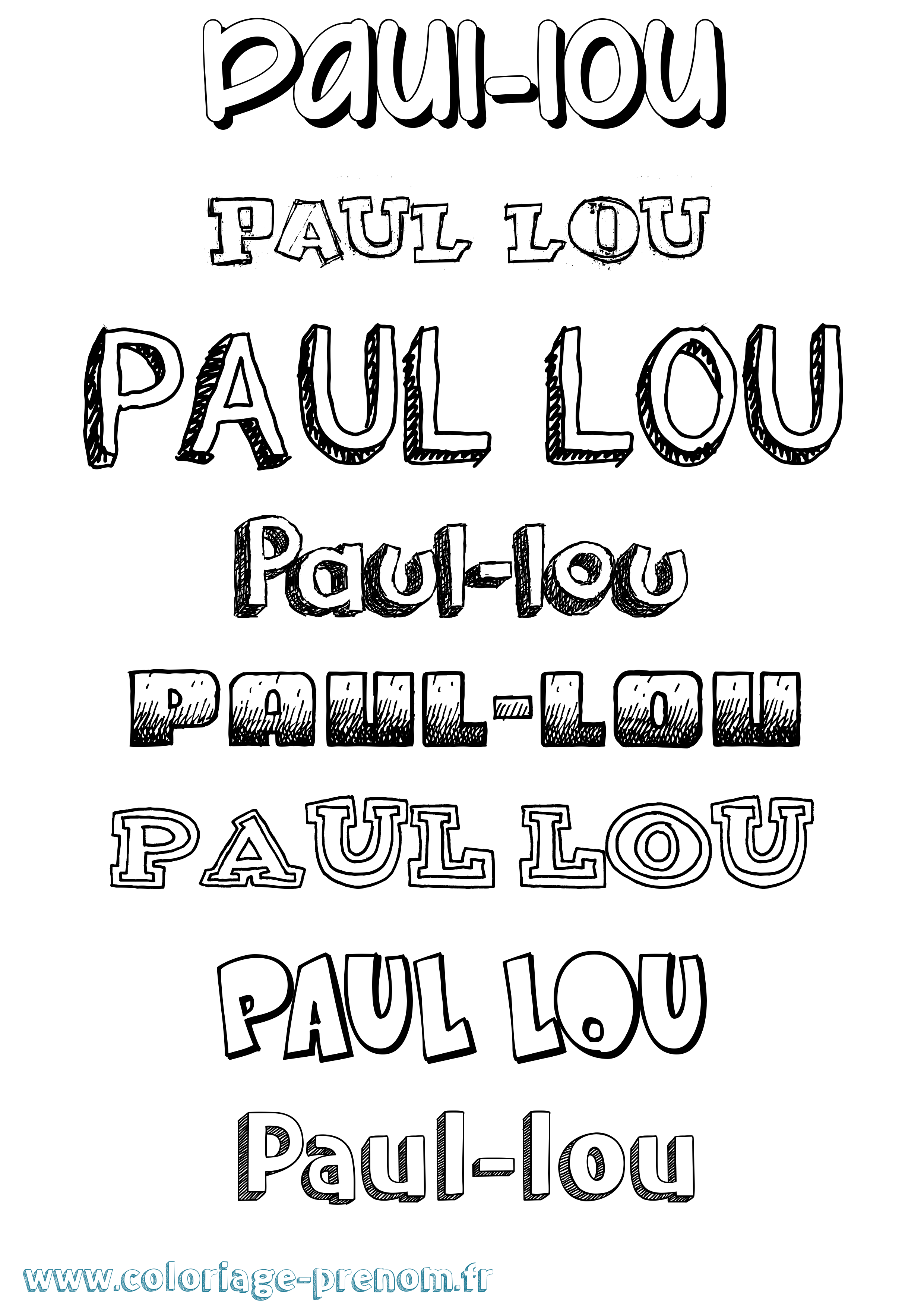 Coloriage Paul-Lou Dessiné Coloriage prénom Paul-Lou Dessiné