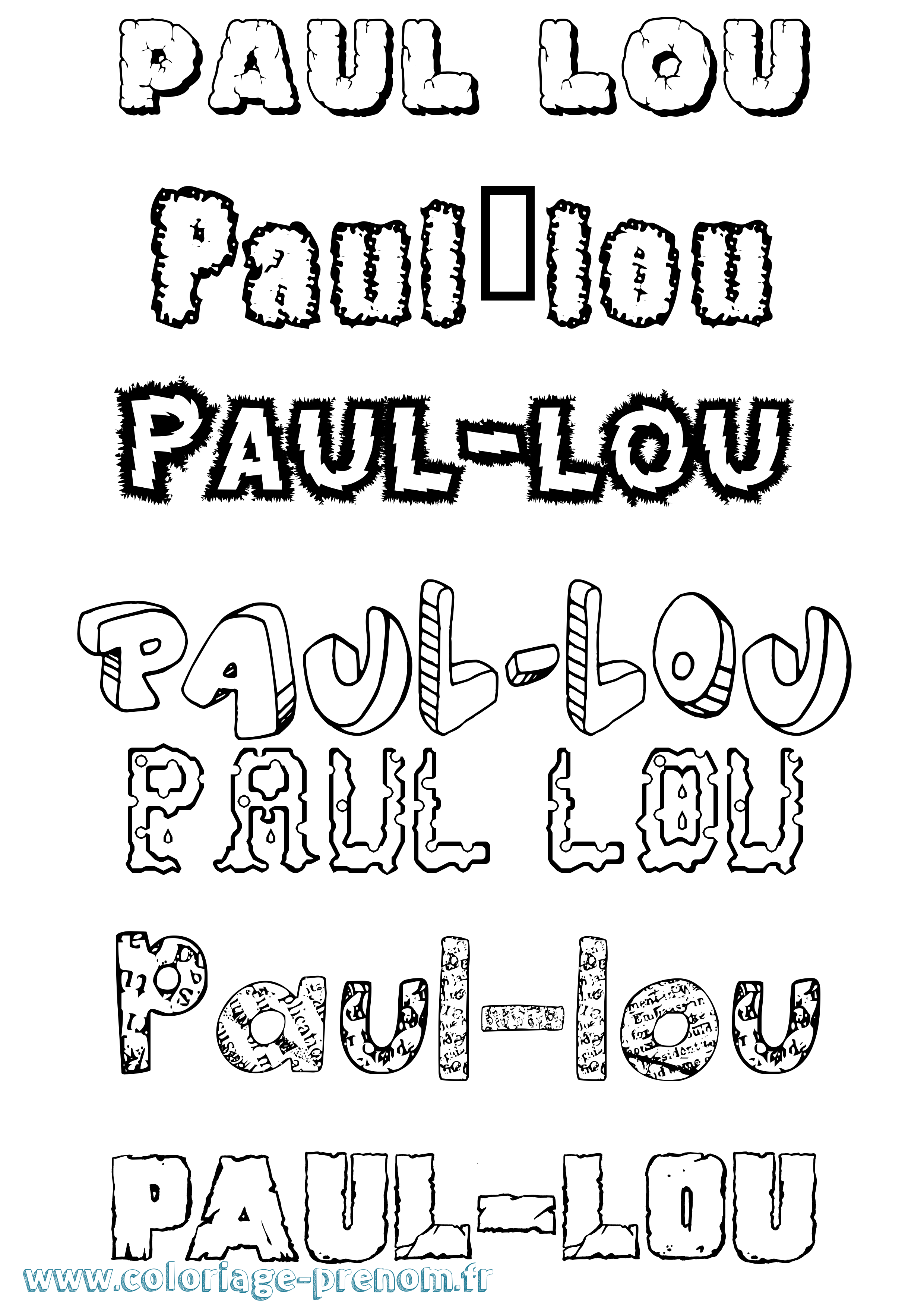 Coloriage Paul-Lou Destructuré Coloriage prénom Paul-Lou Destructuré