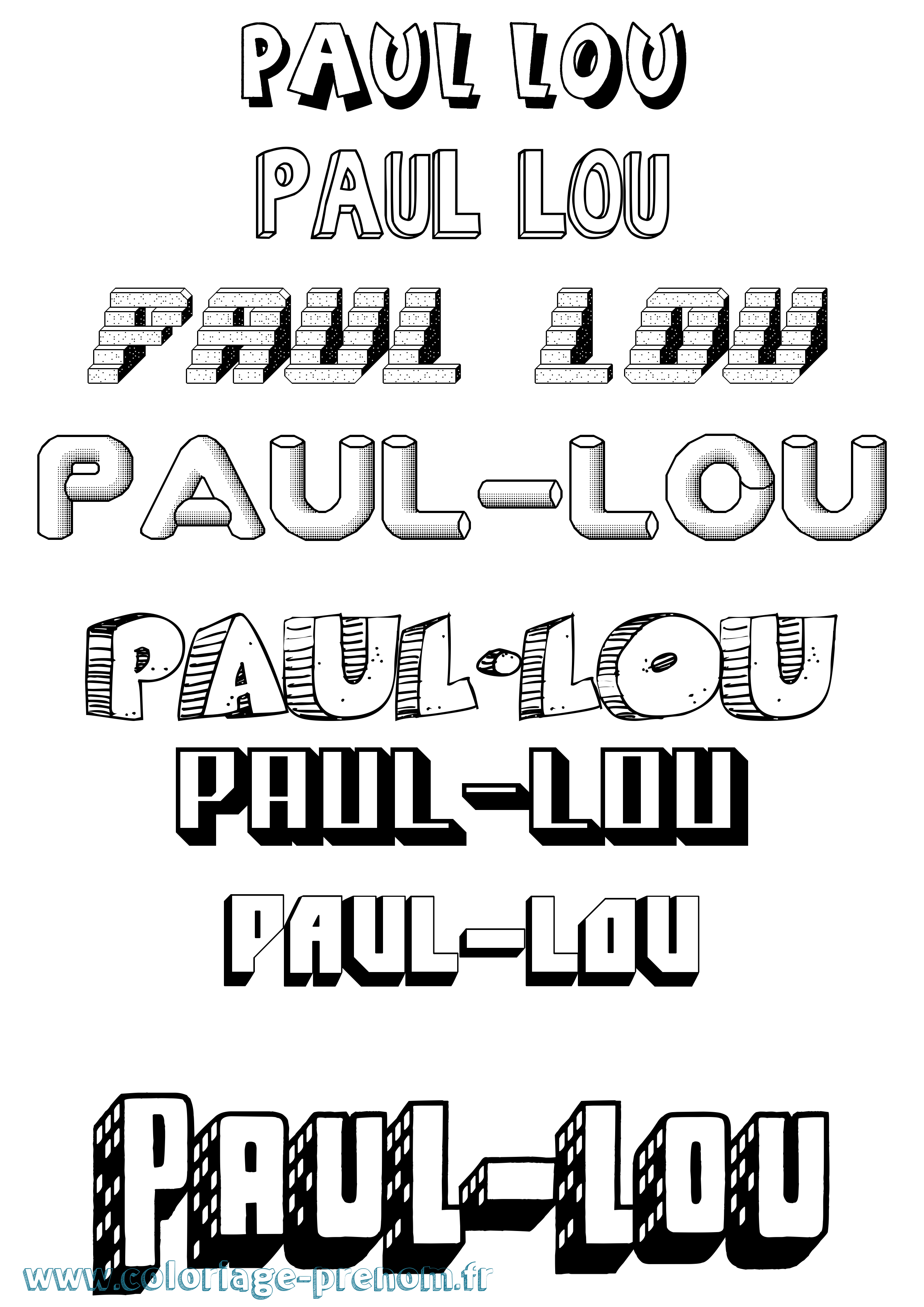 Coloriage Paul-Lou Effet 3D Coloriage prénom Paul-Lou Effet 3D