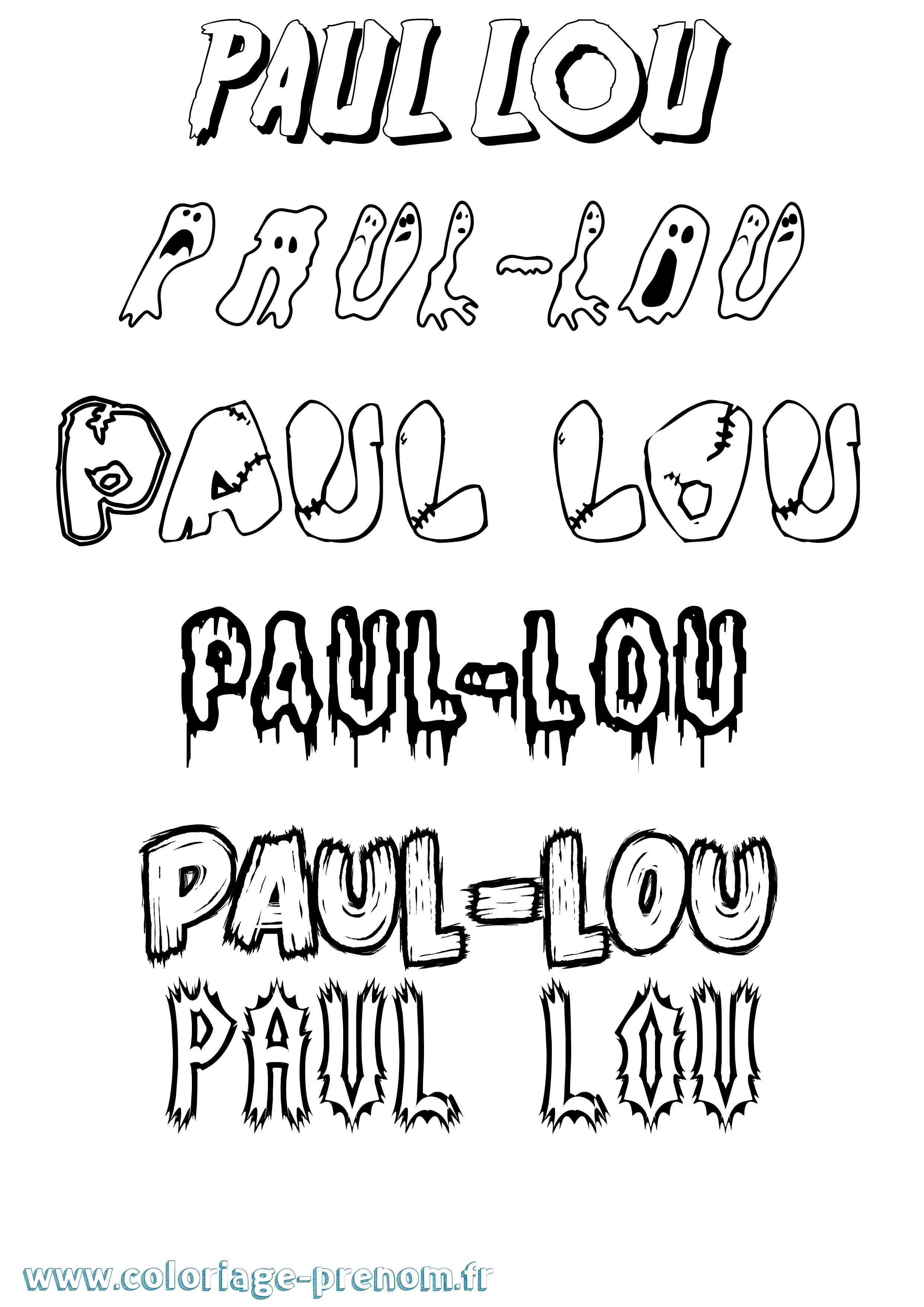 Coloriage Paul-Lou Frisson Coloriage prénom Paul-Lou Frisson