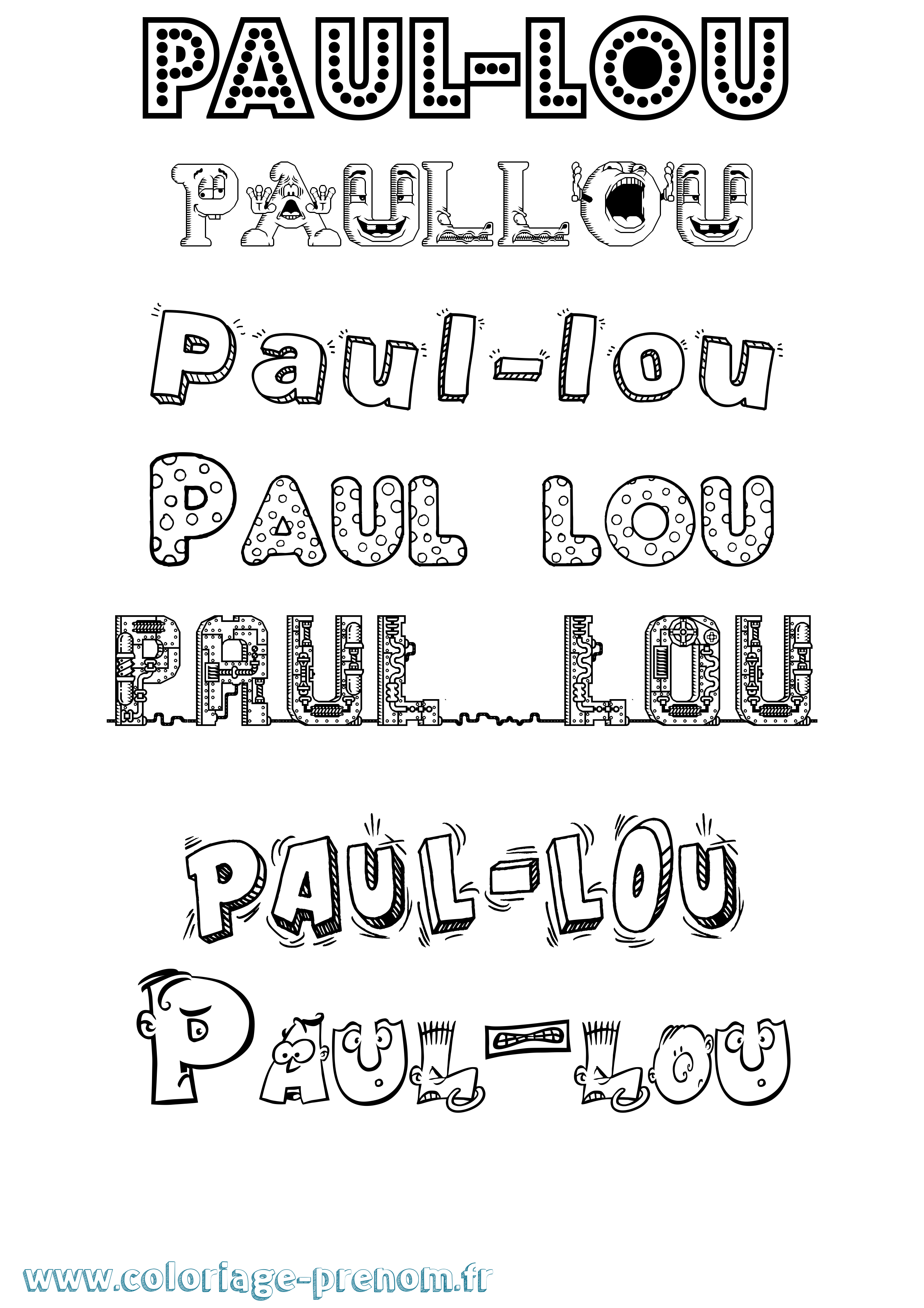 Coloriage Paul-Lou Fun Coloriage prénom Paul-Lou Fun