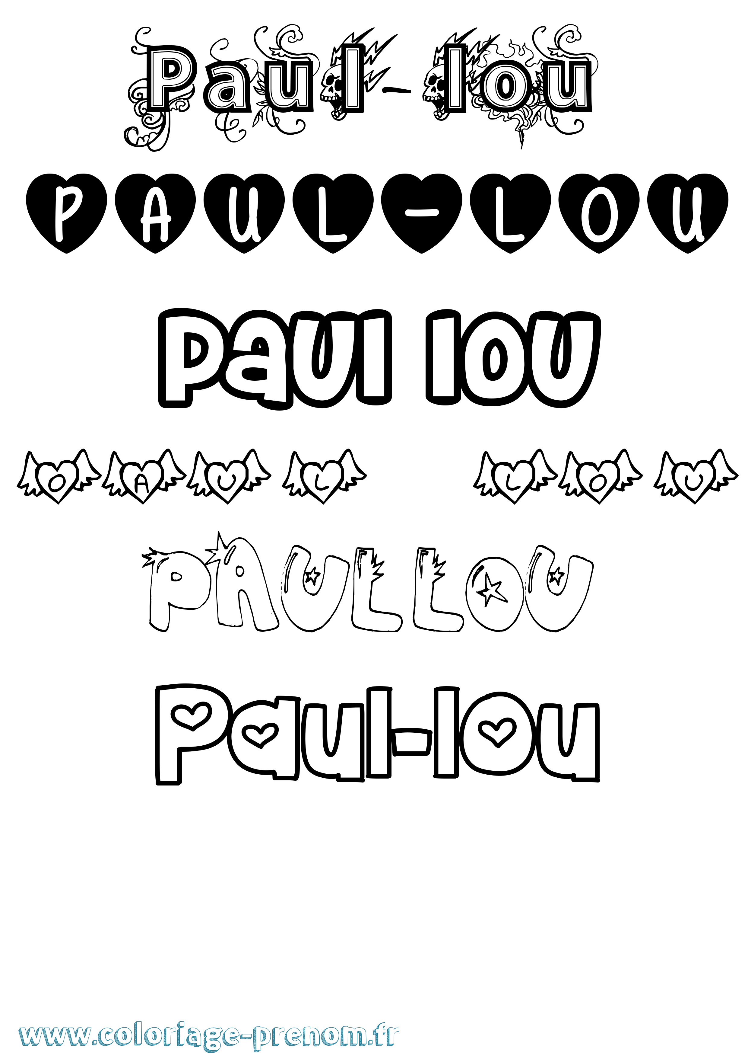 Coloriage Paul-Lou Girly Coloriage prénom Paul-Lou Girly