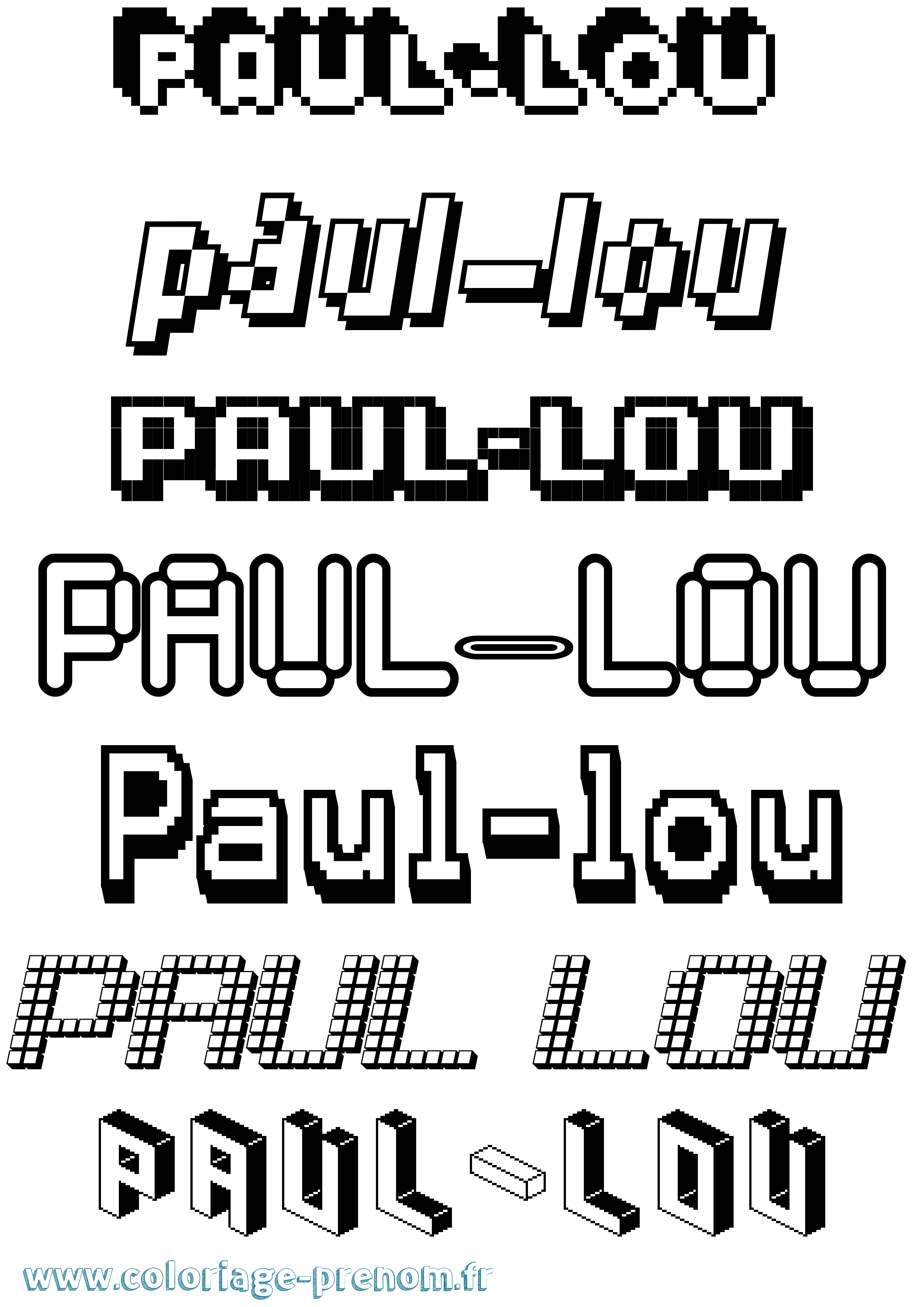 Coloriage Paul-Lou Pixel Coloriage prénom Paul-Lou Pixel