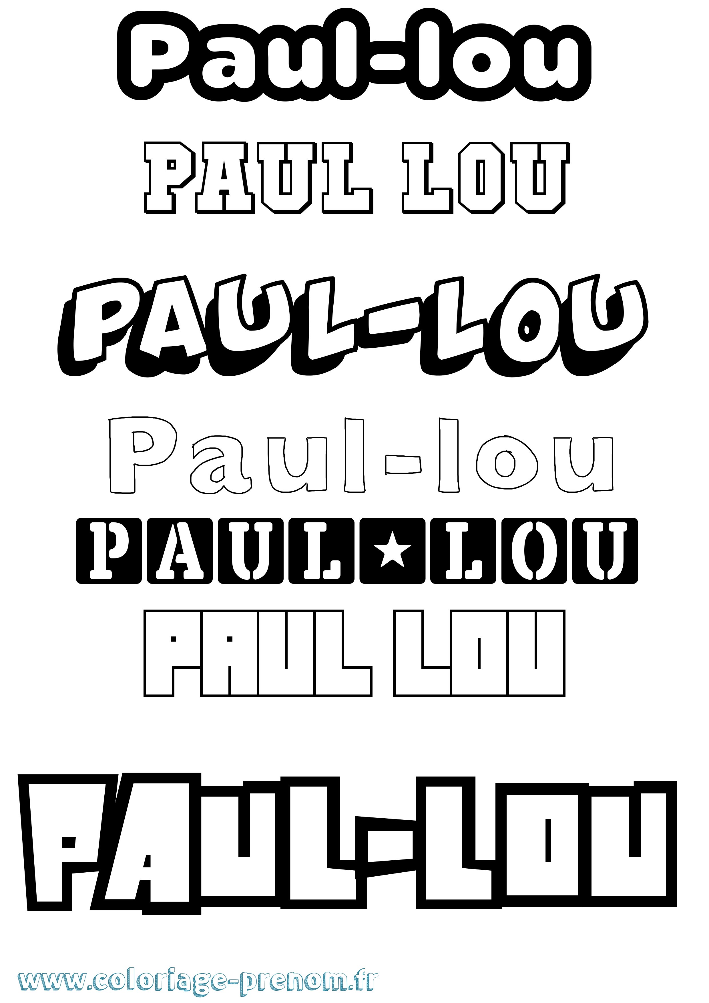 Coloriage Paul-Lou Simple Coloriage prénom Paul-Lou Simple