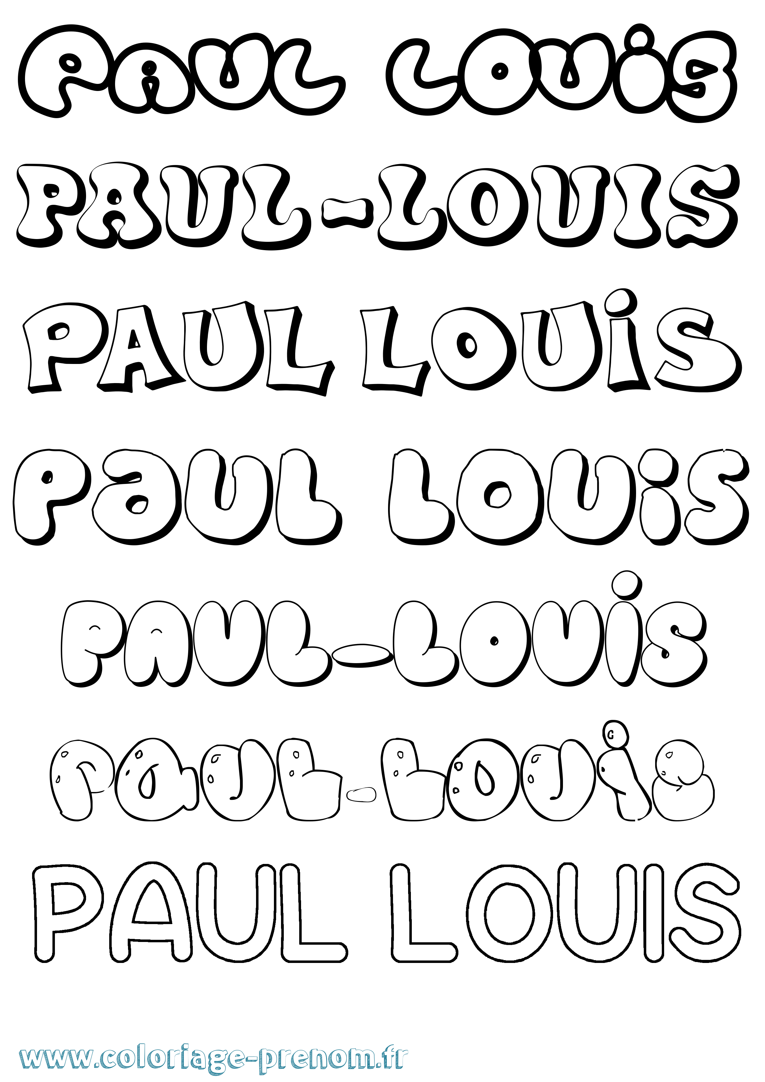 Coloriage Paul-Louis Bubble Coloriage prénom Paul-Louis Bubble