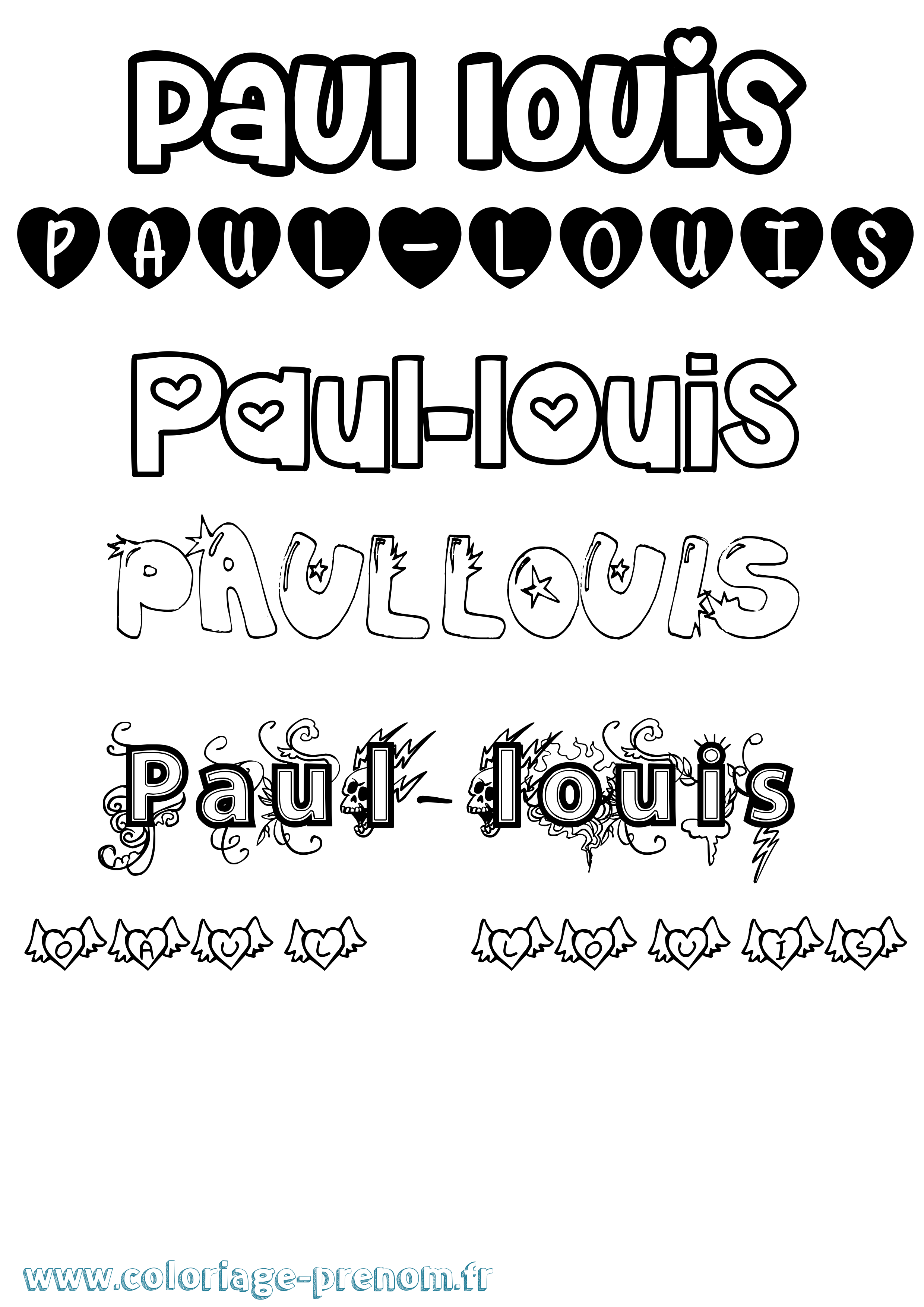 Coloriage Paul-Louis Girly Coloriage prénom Paul-Louis Girly