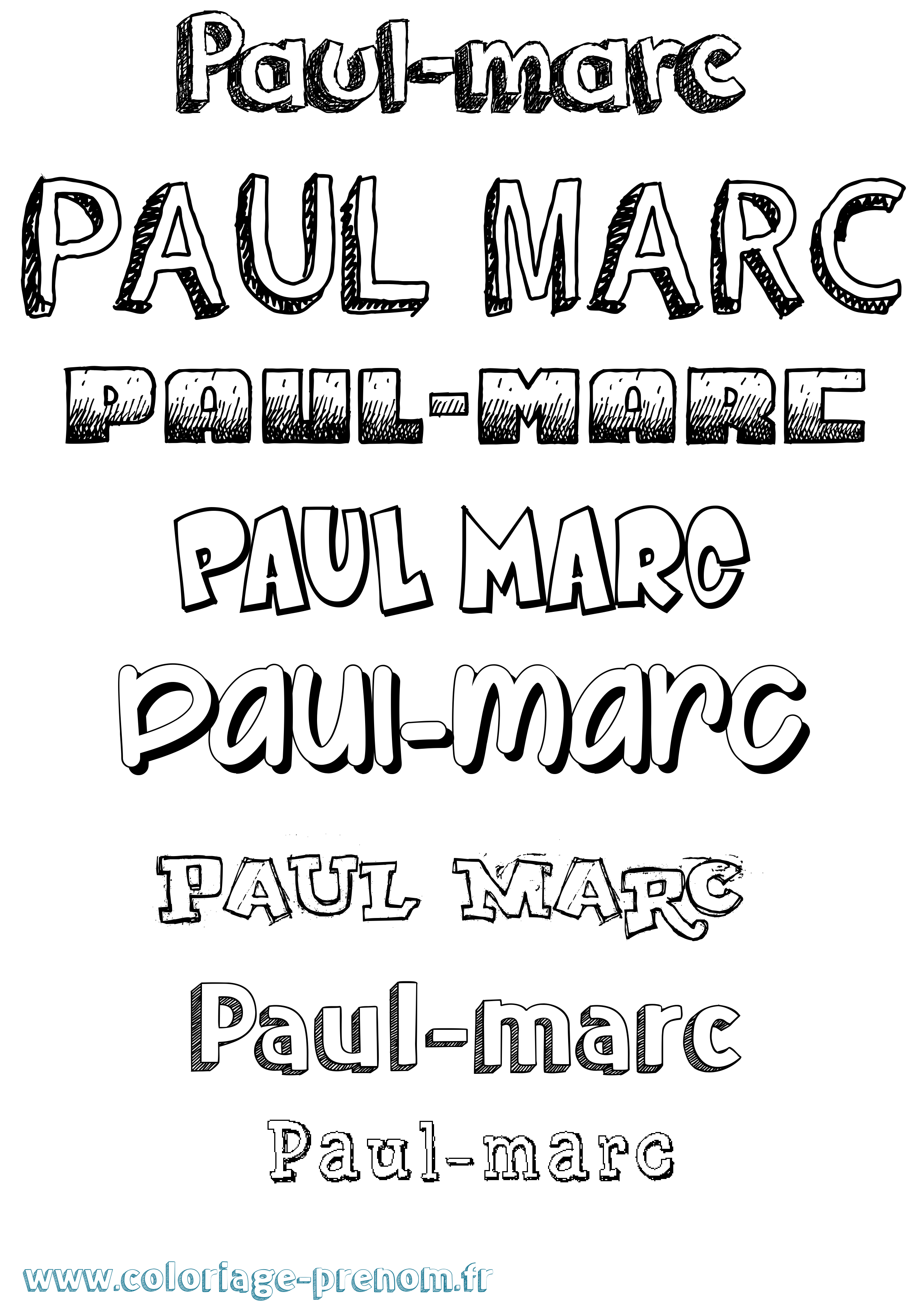 Coloriage Paul-Marc Dessiné Coloriage prénom Paul-Marc Dessiné
