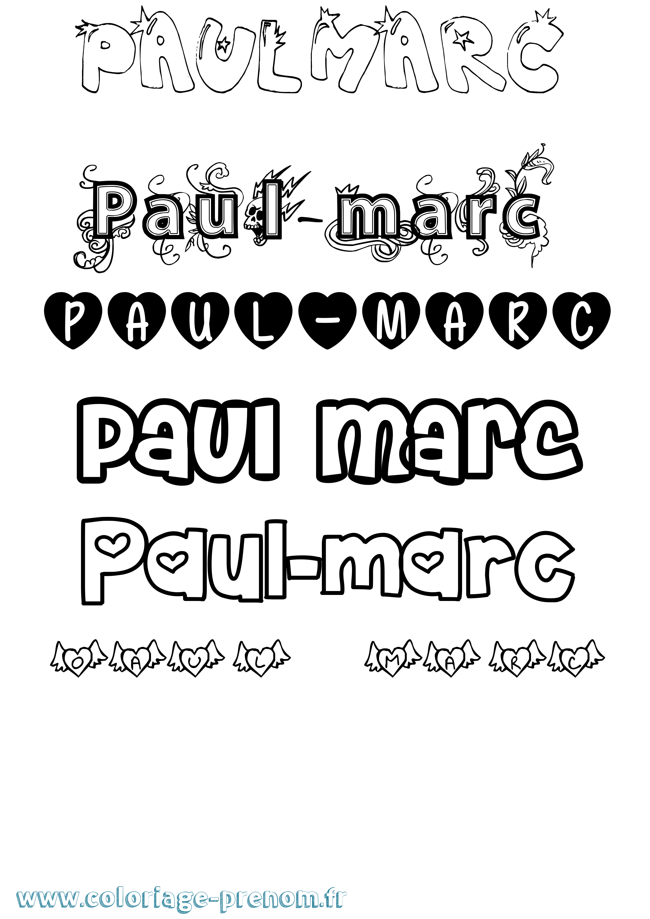 Coloriage Paul-Marc Girly Coloriage prénom Paul-Marc Girly