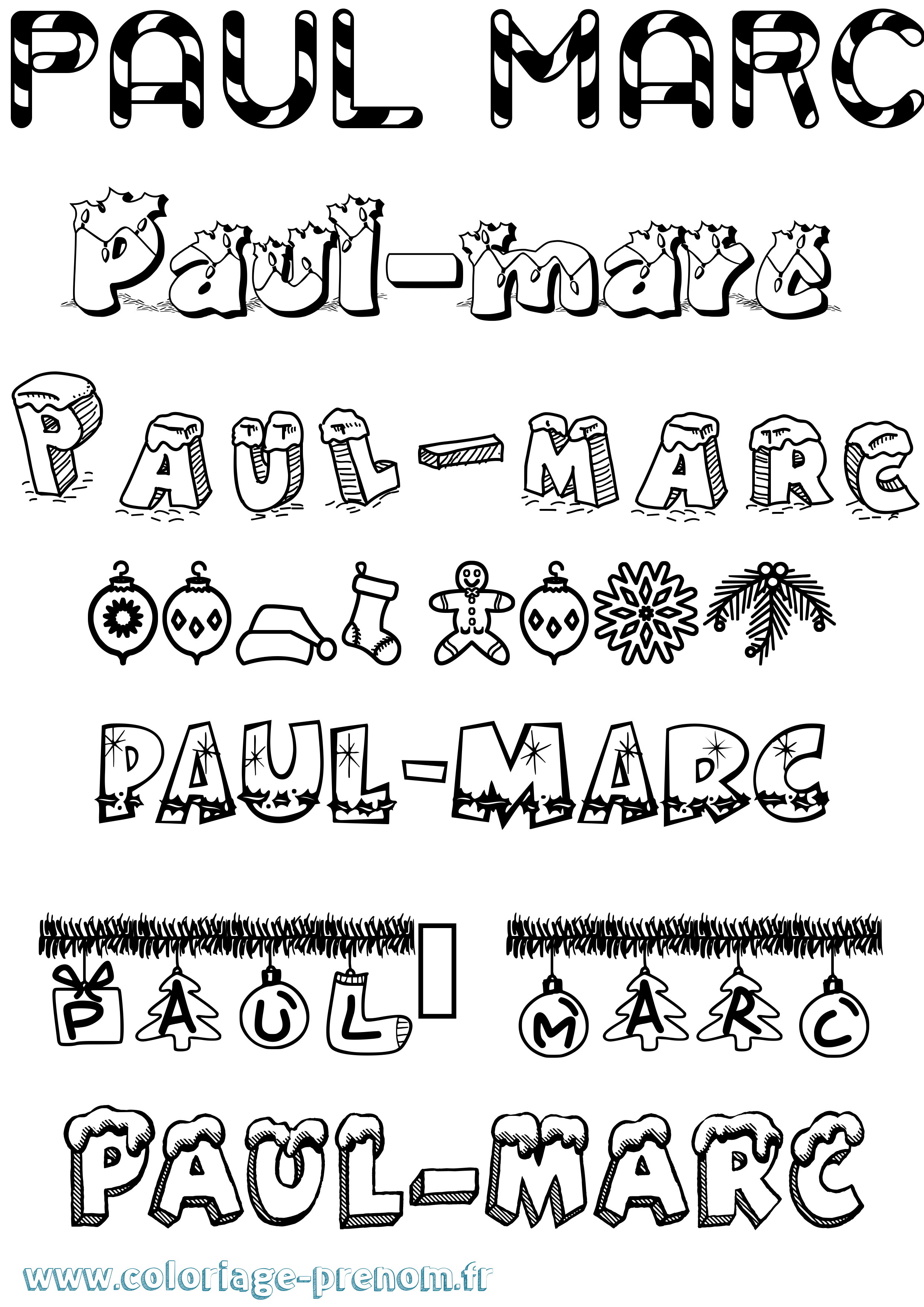 Coloriage Paul-Marc Noël Coloriage prénom Paul-Marc Noël