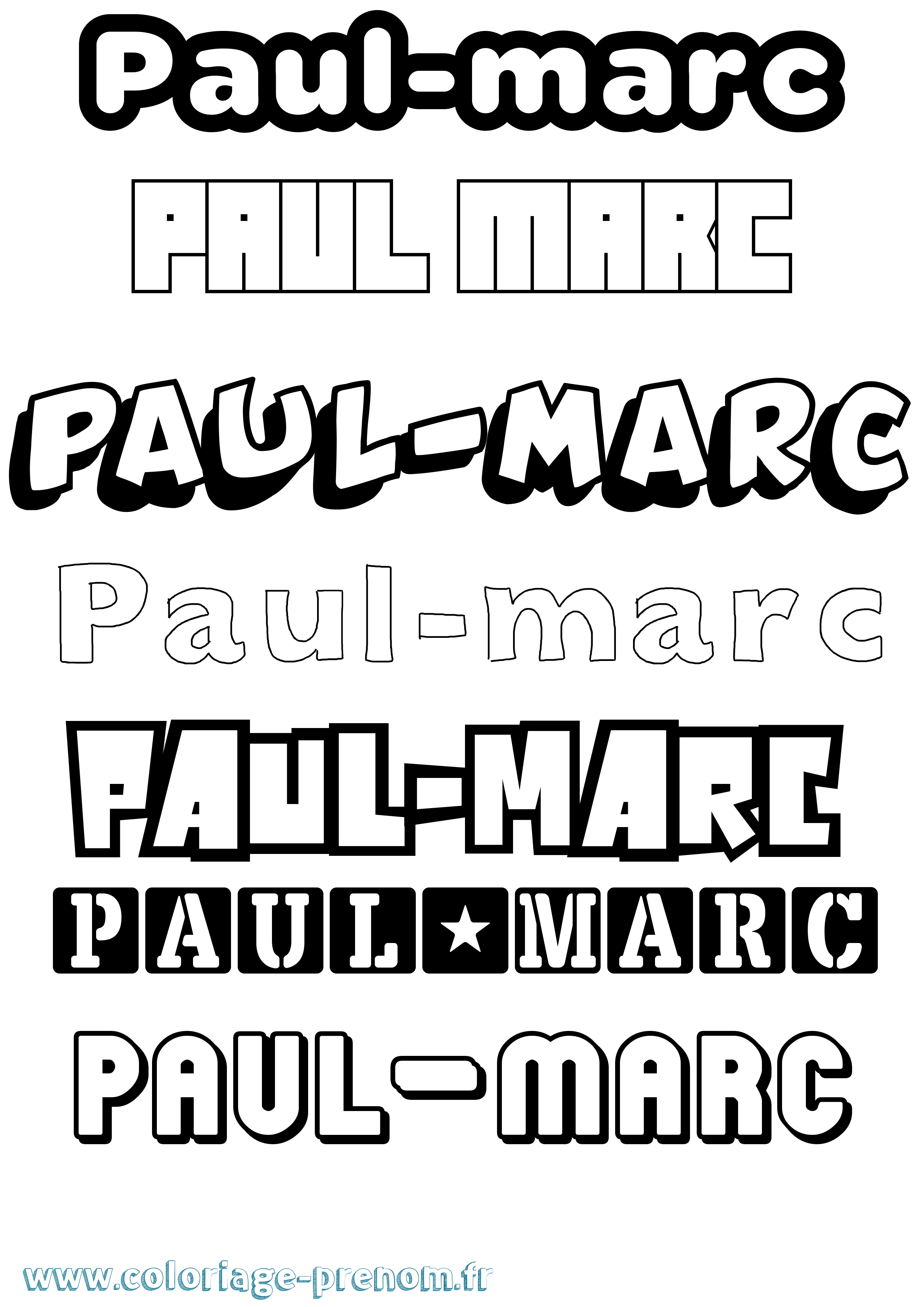 Coloriage Paul-Marc Simple Coloriage prénom Paul-Marc Simple