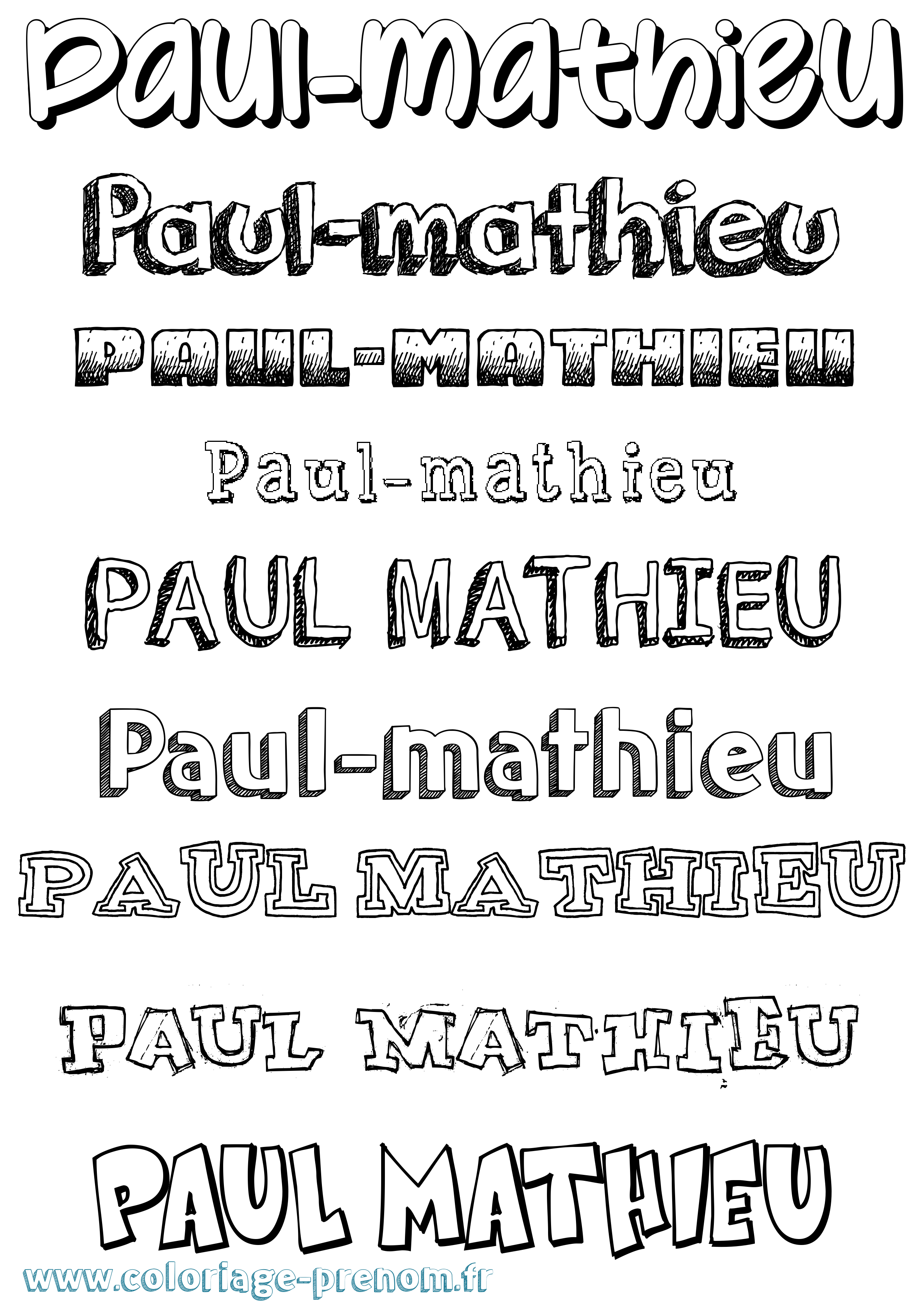 Coloriage Paul-Mathieu Dessiné Coloriage prénom Paul-Mathieu Dessiné