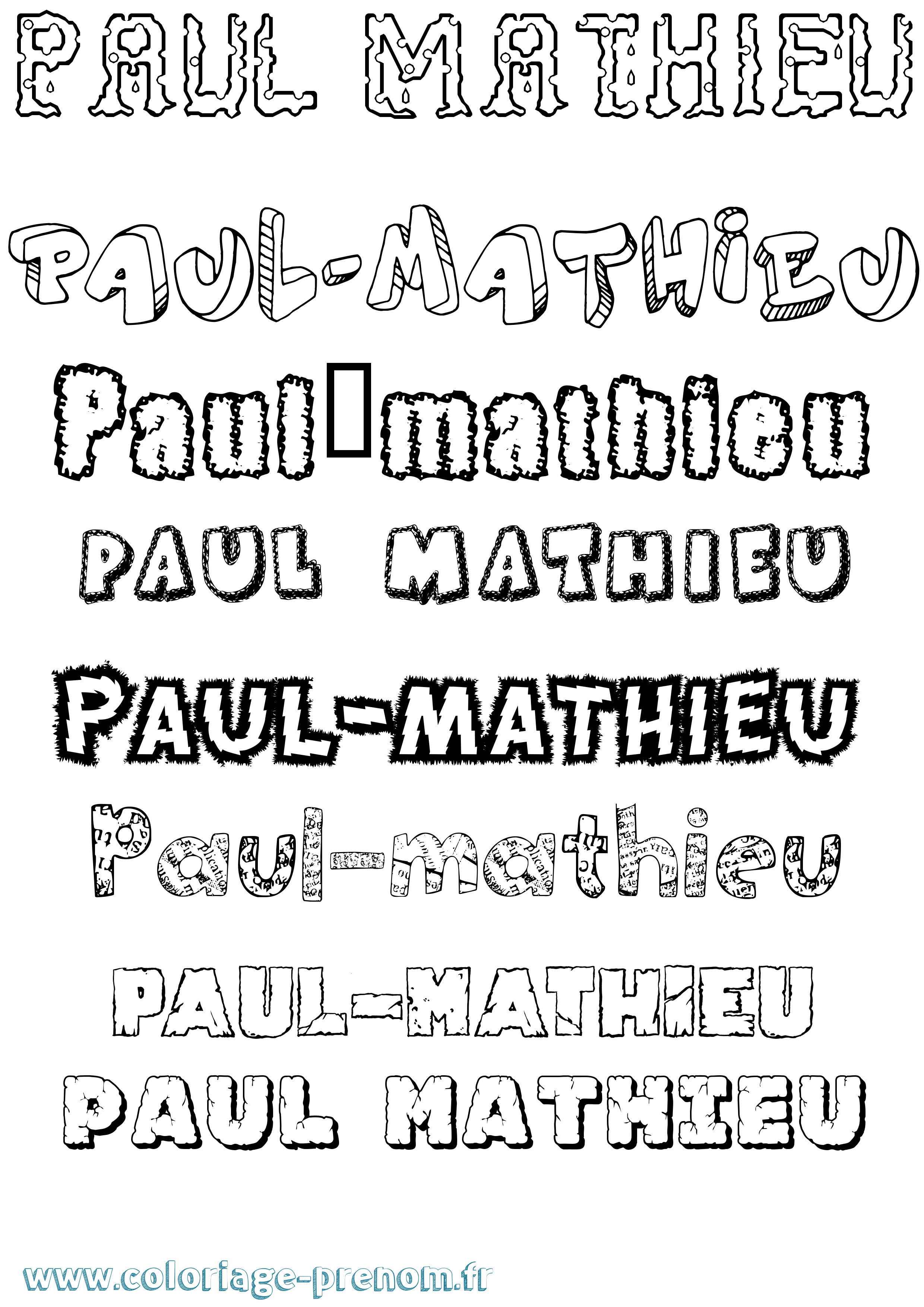 Coloriage Paul-Mathieu Destructuré Coloriage prénom Paul-Mathieu Destructuré