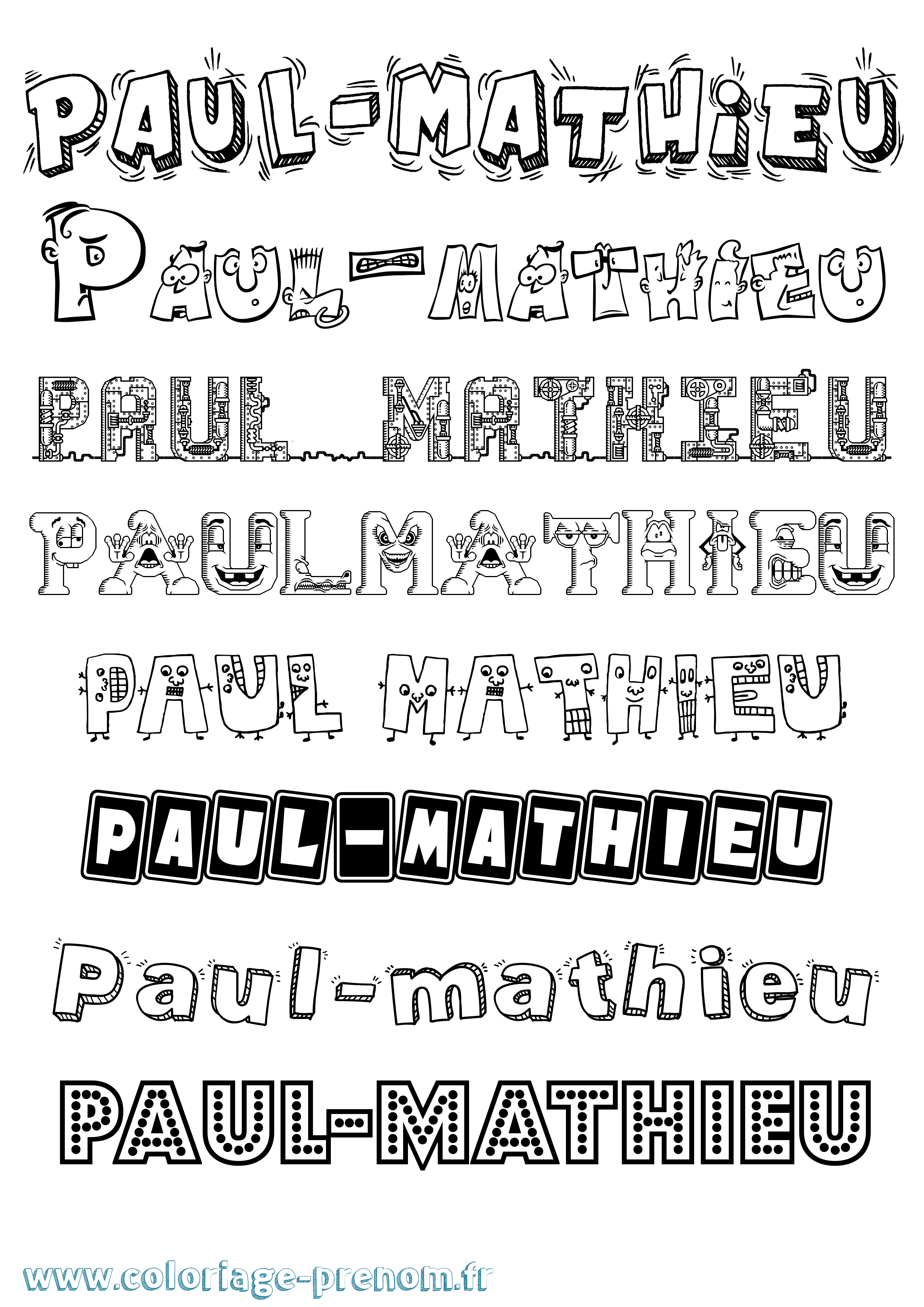Coloriage Paul-Mathieu Fun Coloriage prénom Paul-Mathieu Fun