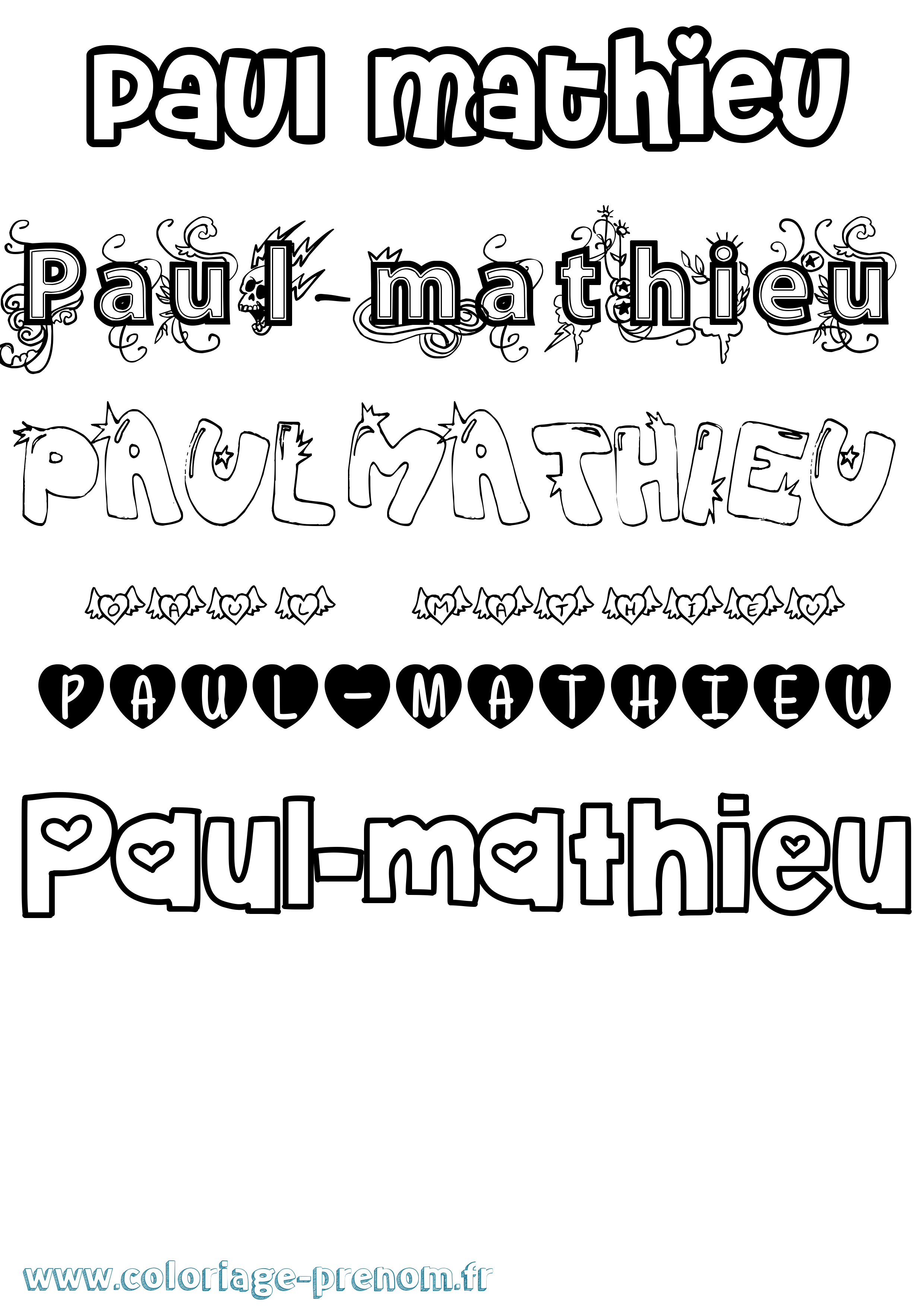 Coloriage Paul-Mathieu Girly Coloriage prénom Paul-Mathieu Girly