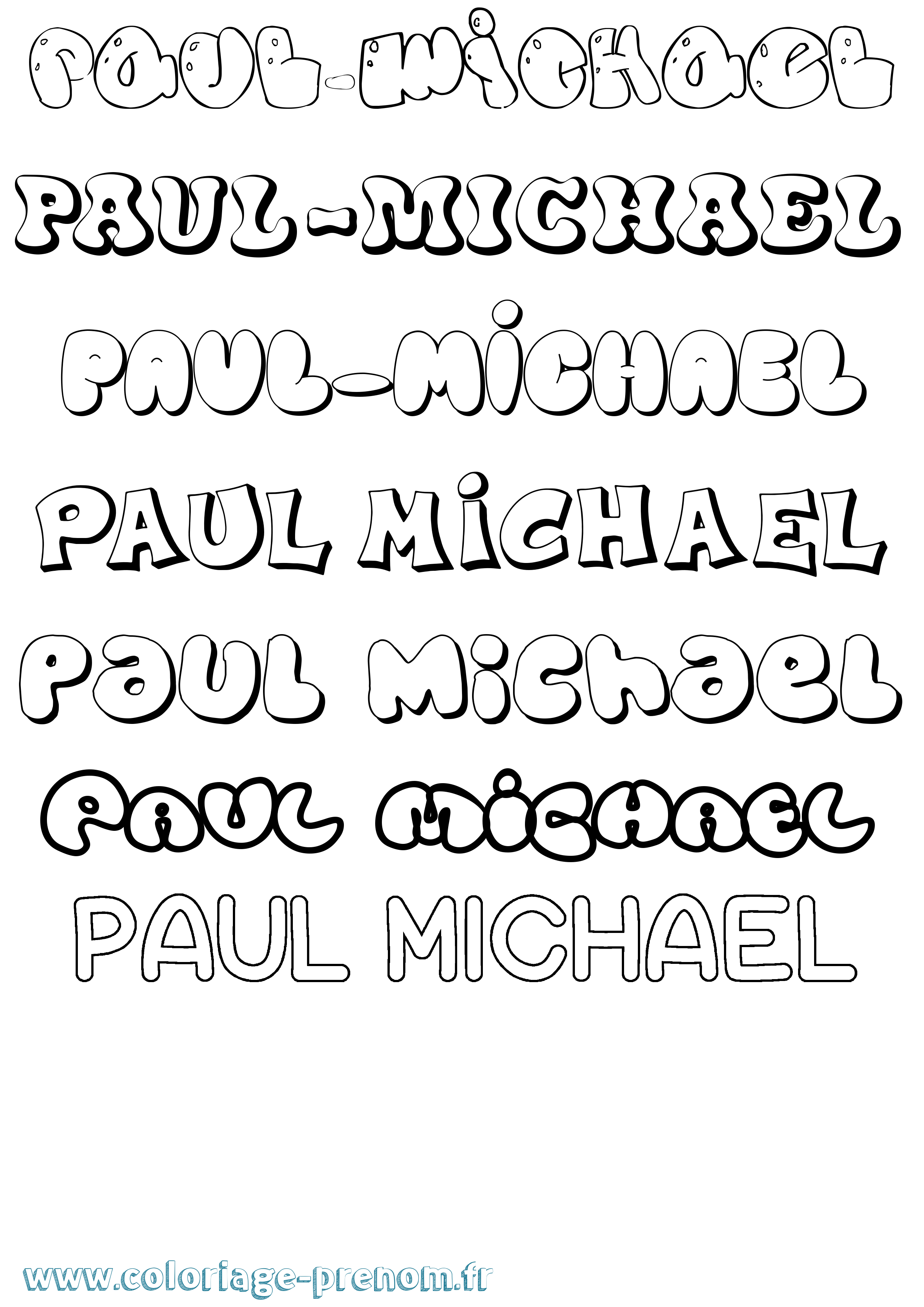 Coloriage Paul-Michael Bubble Coloriage prénom Paul-Michael Bubble