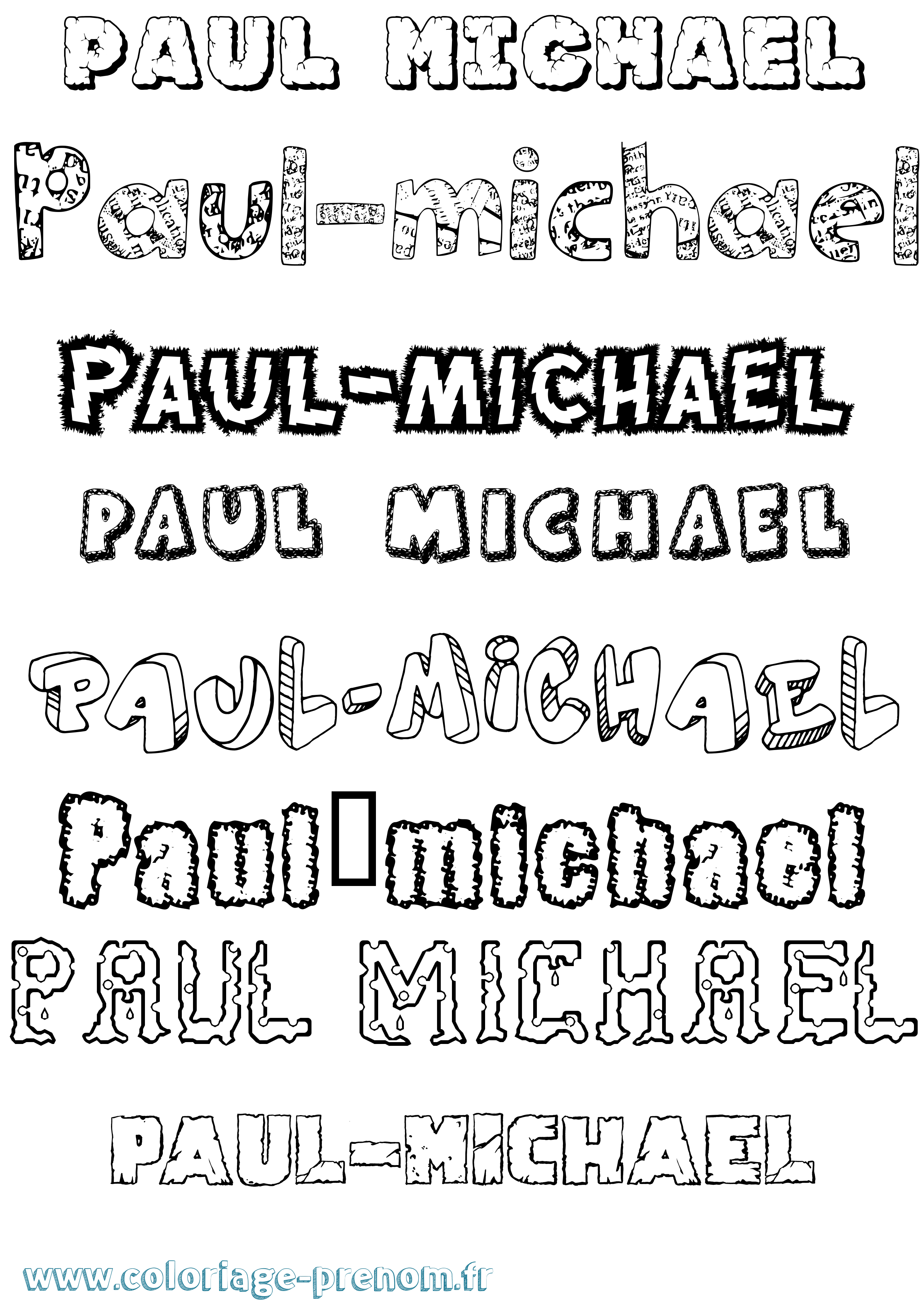 Coloriage Paul-Michael Destructuré Coloriage prénom Paul-Michael Destructuré