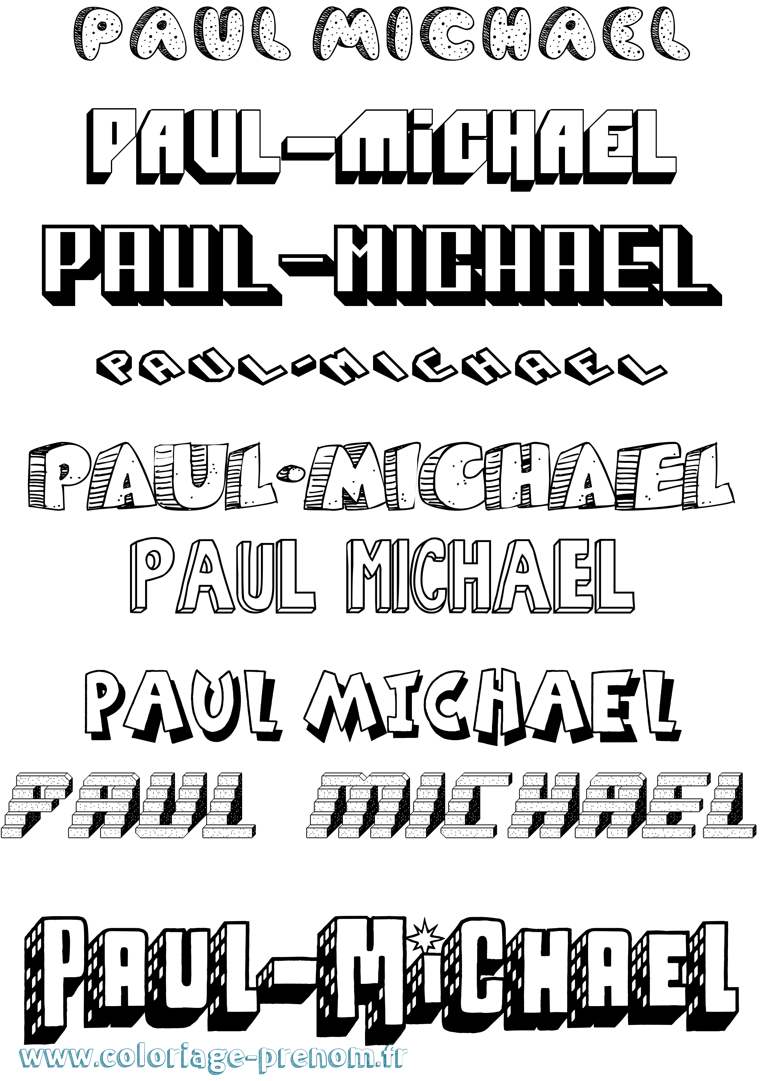 Coloriage Paul-Michael Effet 3D Coloriage prénom Paul-Michael Effet 3D