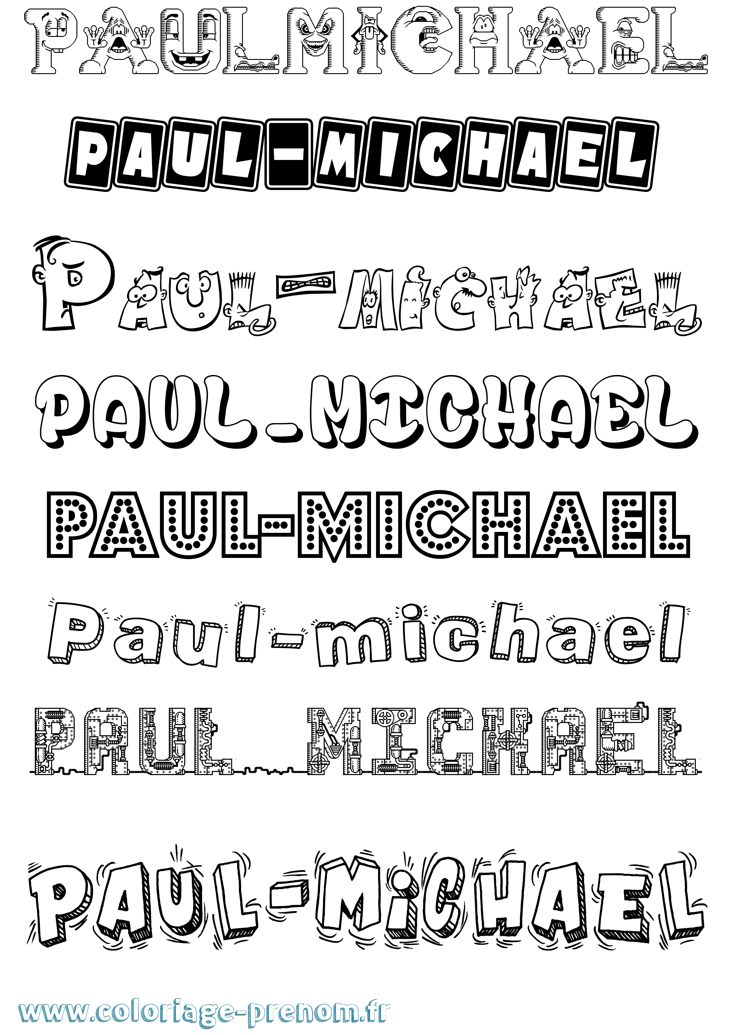 Coloriage Paul-Michael Fun Coloriage prénom Paul-Michael Fun